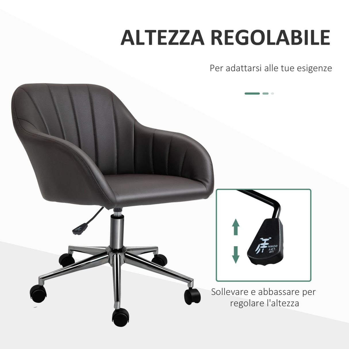 easycomfort easycomfort sedia da ufficio ergonomica in similpelle altezza della seduta regolabile e girevole 60x59x79 89cm marrone