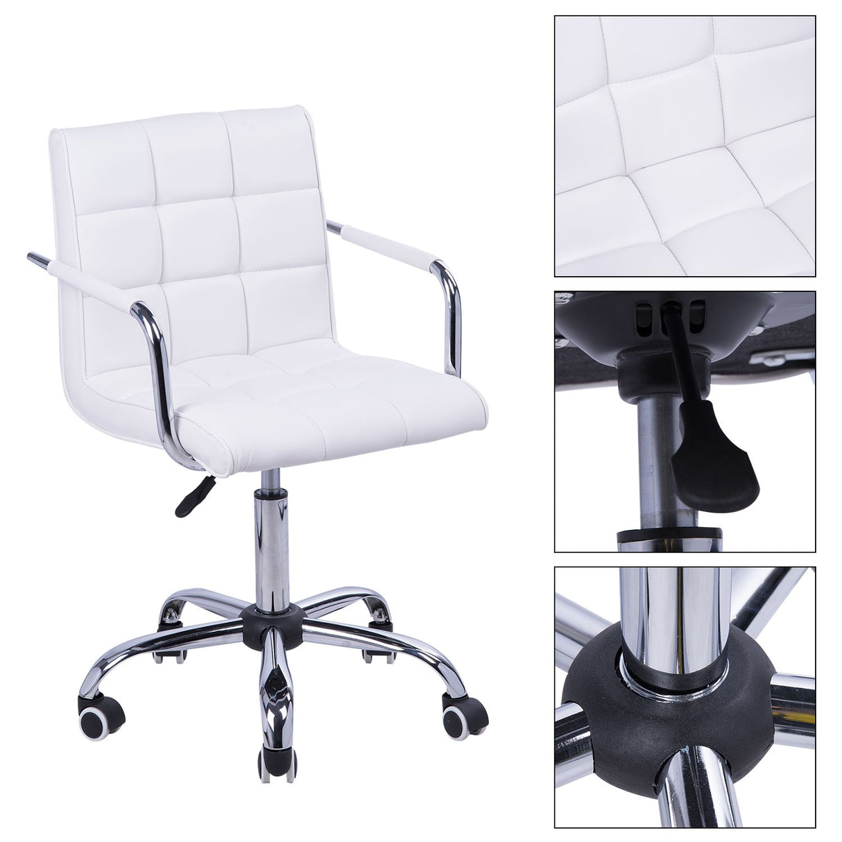 easycomfort easycomfort sedia da ufficio in similpelle bianca con 5 ruote girevoli imbottitura e altezza regolabile ean 8054111844024