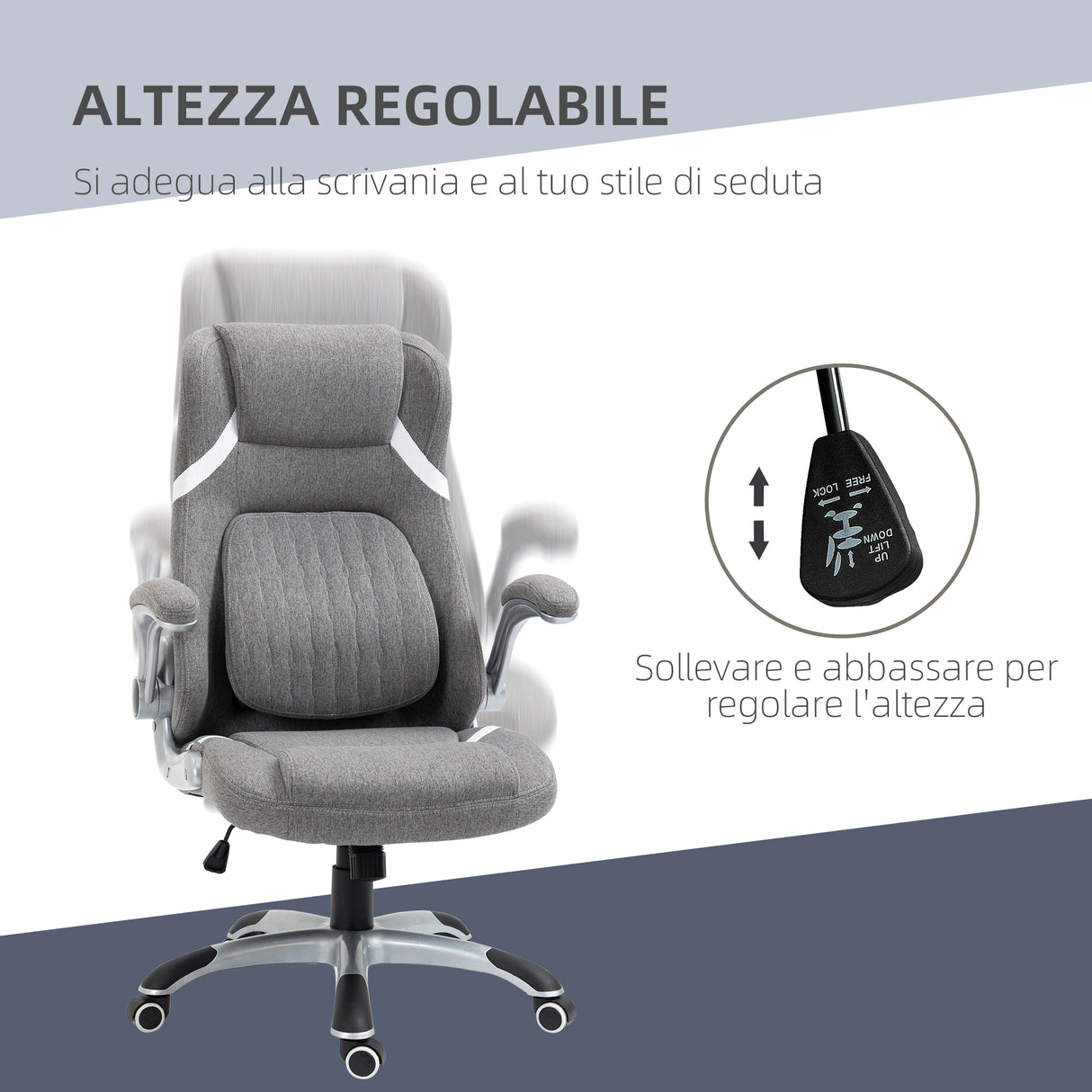 easycomfort easycomfort sedia da ufficio reclinabile in tessuto traspirante e acciaio con altezza regolabile 68x76x109 117 cm