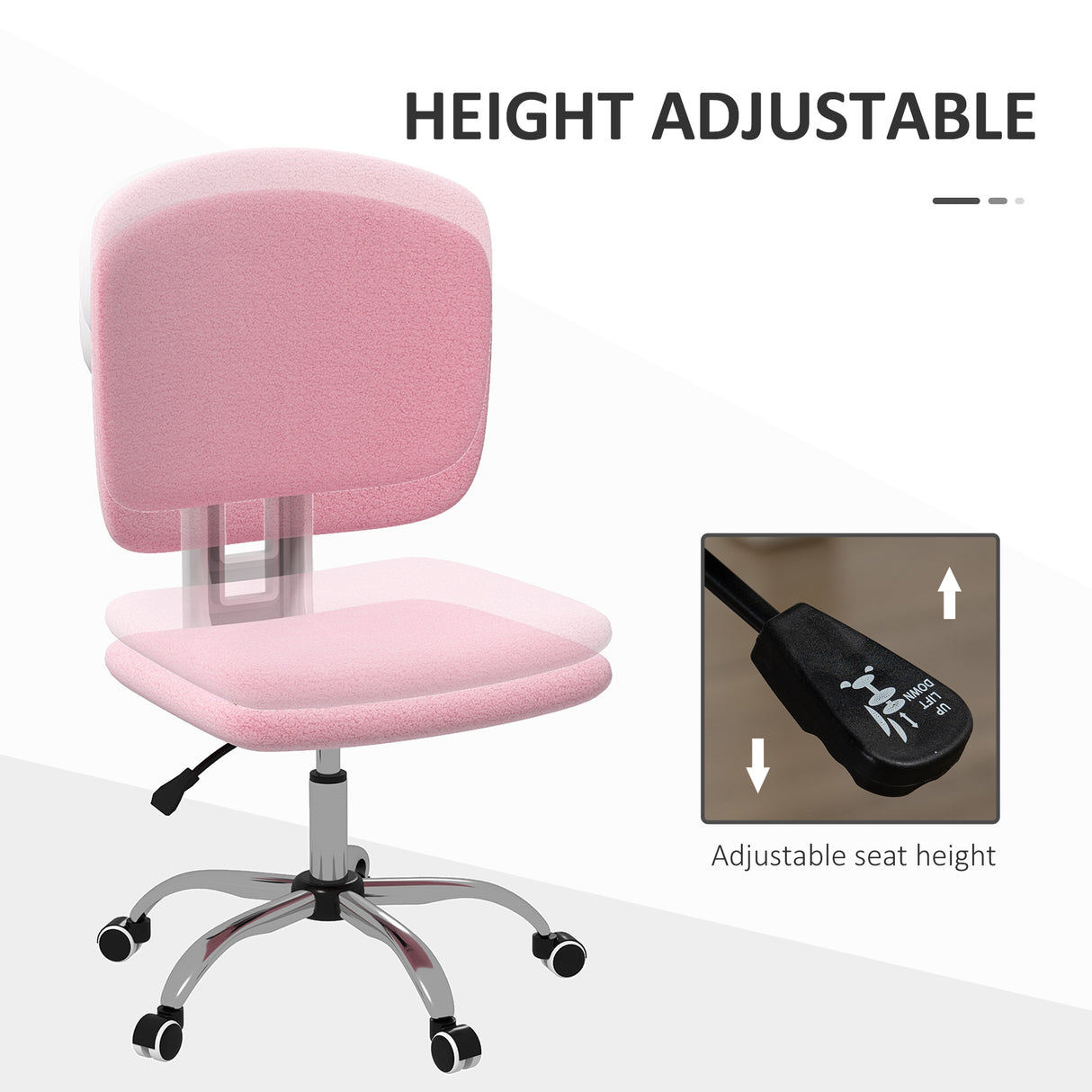 easycomfort easycomfort sedia ergonomica ad altezza regolabile in tessuto effetto lino con schienale ricurvo 48x53x80 90 cm rosa