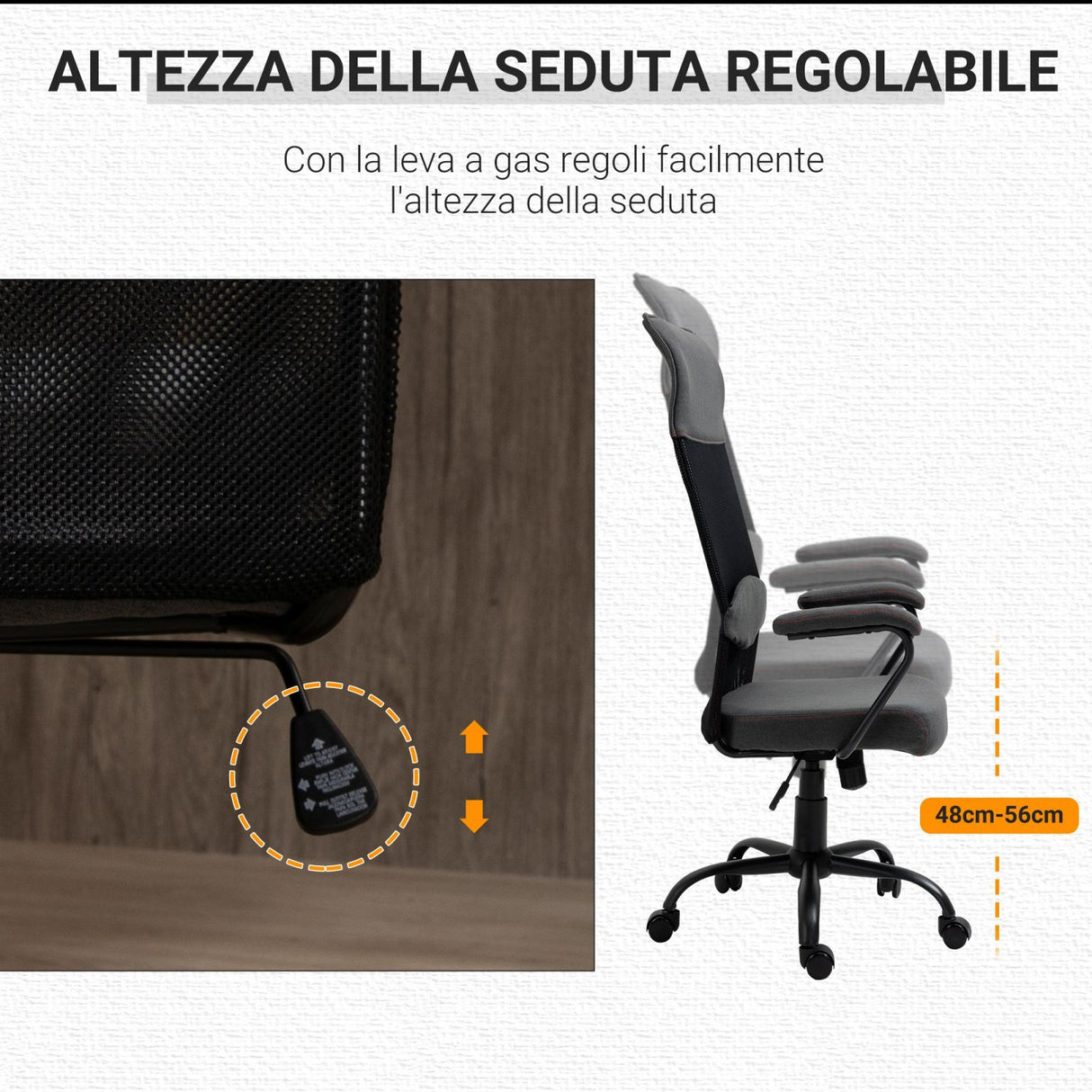 easycomfort easycomfort sedia ergonomica regolabile in tessuto grigio nero