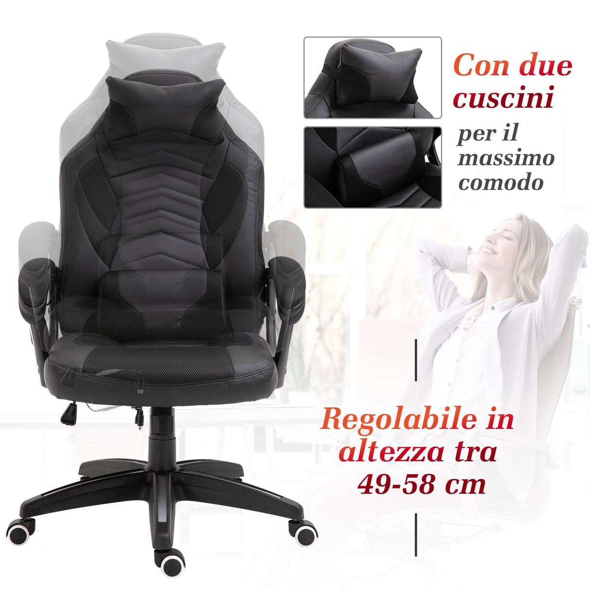 easycomfort easycomfort sedia gaming massaggiante e riscaldante nero ean 8054144135939
