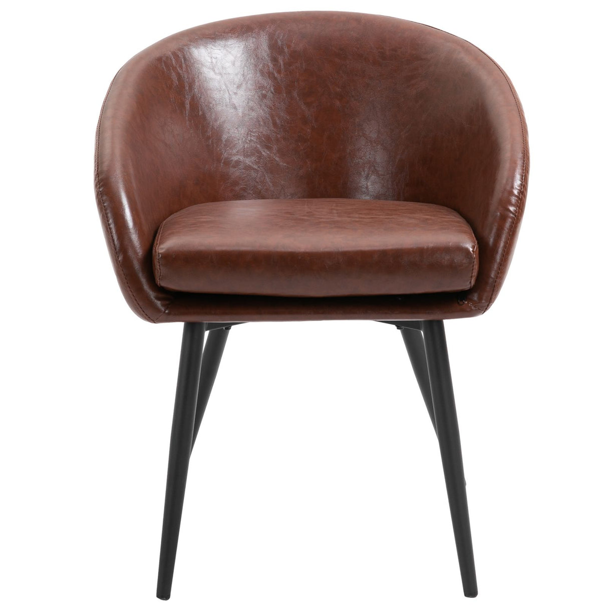 easycomfort easycomfort sedia imbottita stile vintage con braccioli gambe in metallo e rivestimento pu marrone