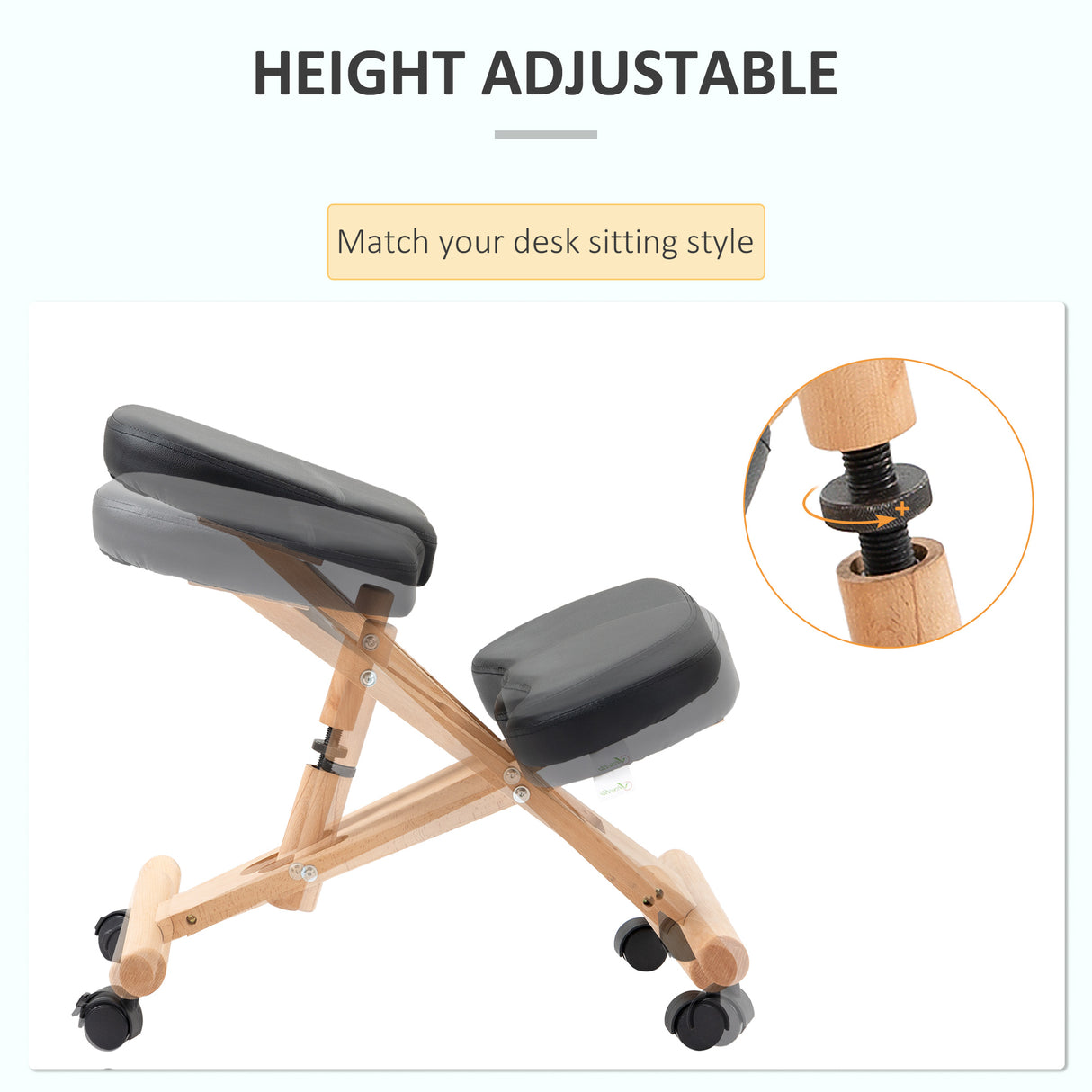 easycomfort easycomfort sedia inginocchiatoio in legno per casa e ufficio con ruote e altezza regolabile 43x67x57 75 cm nera