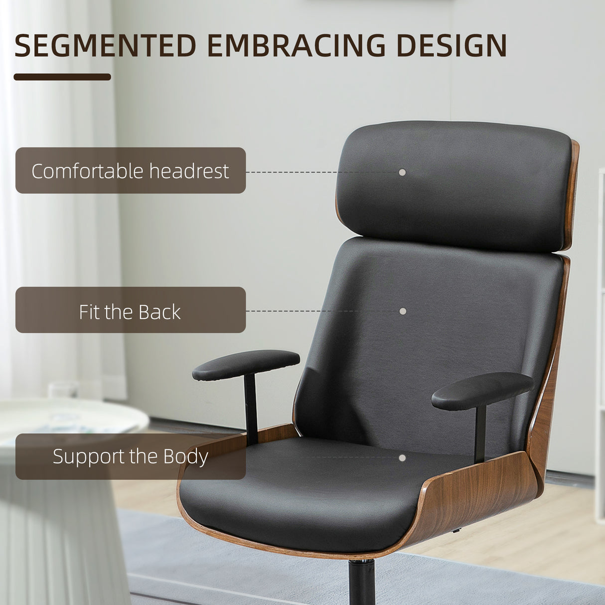 easycomfort easycomfort sedia per scrivania con schienale in legno e seduta in pelle pu traspirante e imbottita 62x76 5x105 cm nera