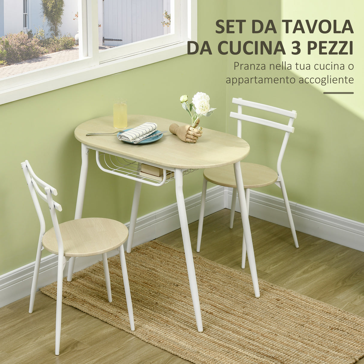 easycomfort easycomfort sedie e tavolo da pranzo set 3 pezzi con 2 sedie e tavolo ovale con ripiano in mdf e acciaio