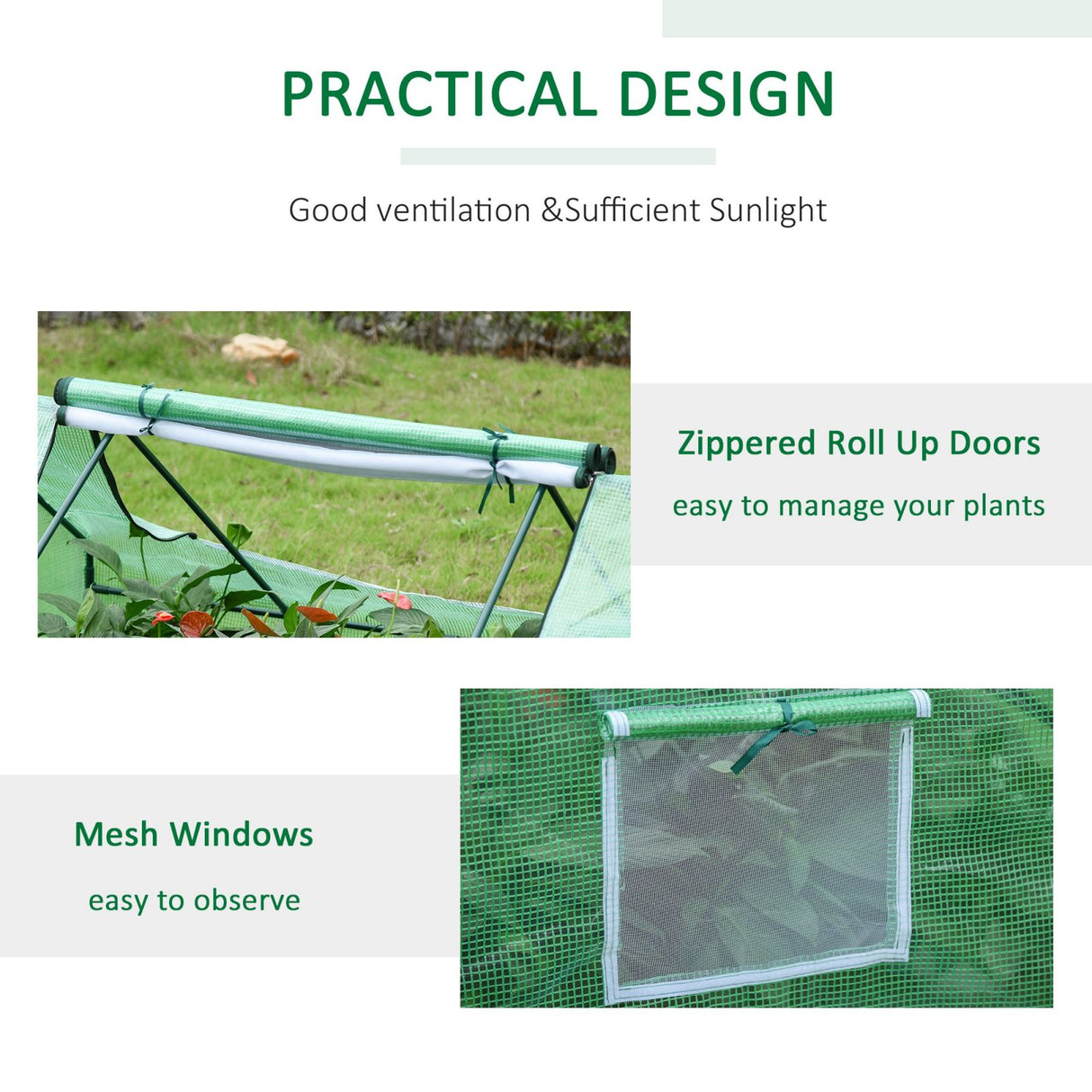 easycomfort easycomfort serra da giardino in acciaio e pe porte avvolgibili con cerniere e finestre 180x140x80cm