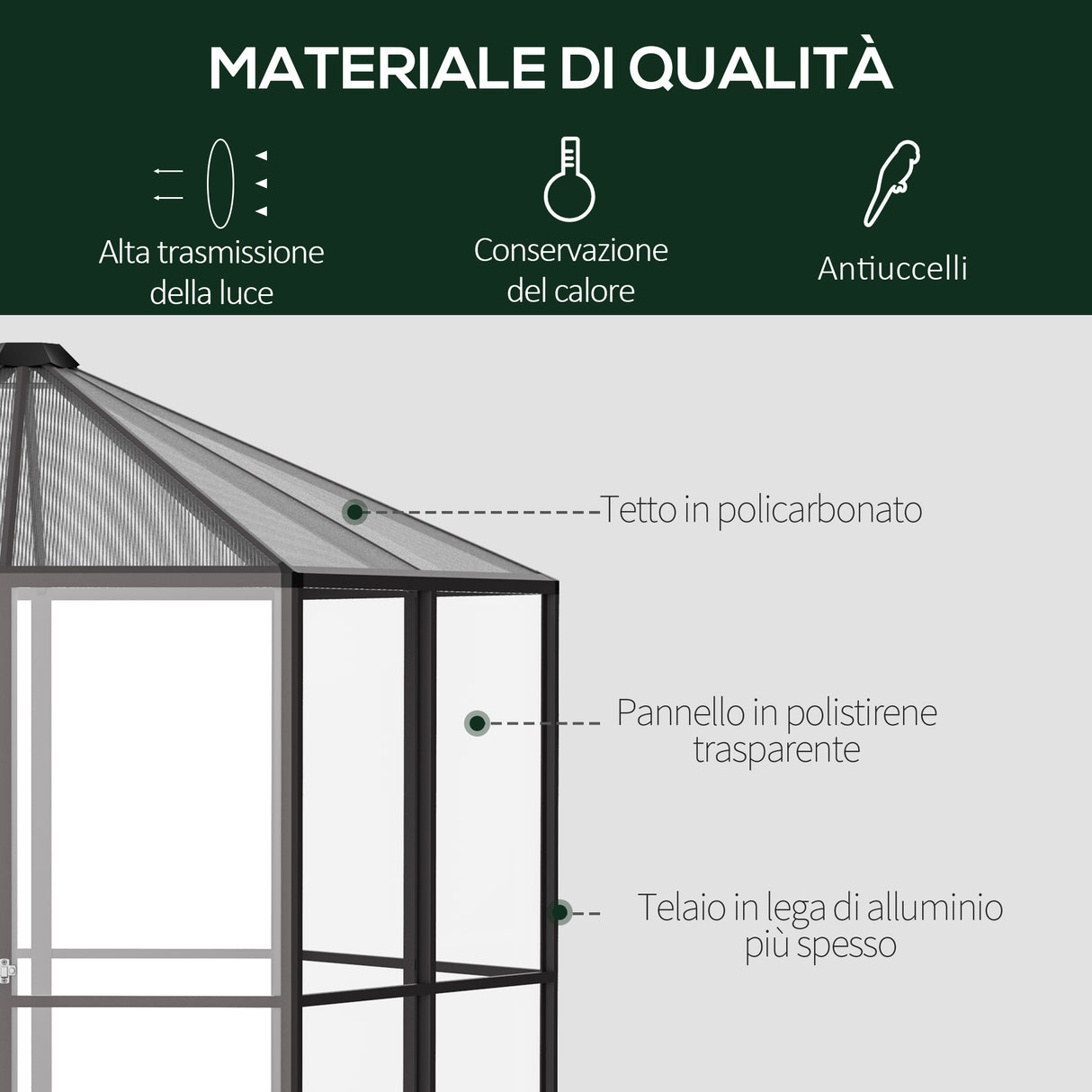 easycomfort easycomfort serra da giardino in policarbonato e alluminio esagonale 2 42 4m trasparente