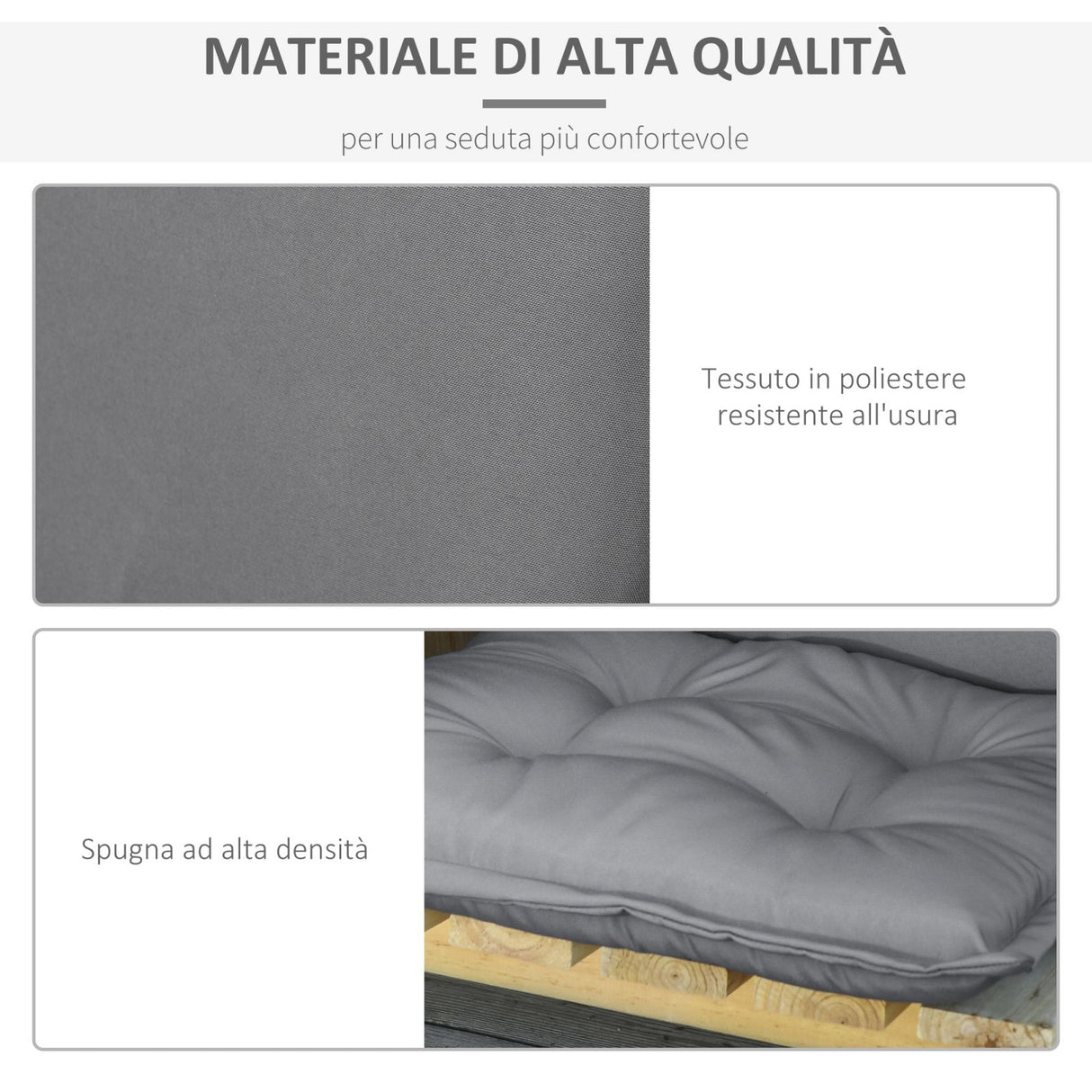 easycomfort easycomfort set 2 cuscini da esterno e interno imbottiti per sedie a schienale alto in poliestere 50x120x9cm grigio scuro ean 8055776910505