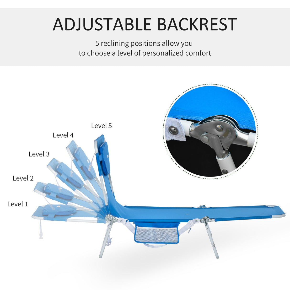 easycomfort easycomfort set 2 sdraio da giardino pieghevoli schienale regolabile su 5 posizioni e apertura per il viso blu