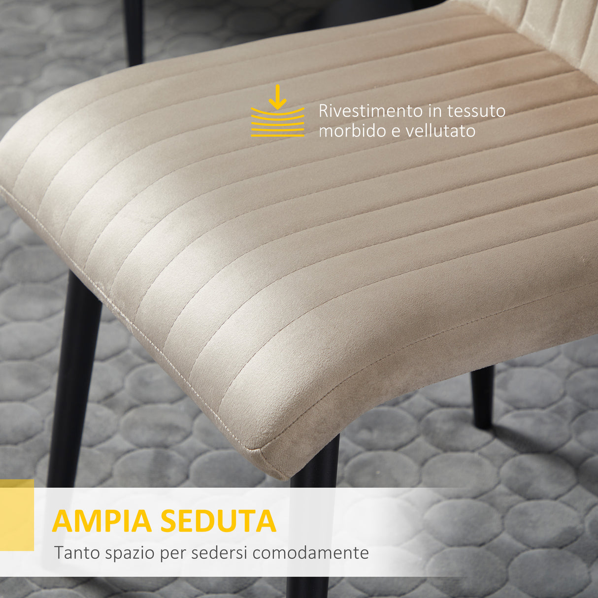 easycomfort easycomfort set 2 sedie da cucina imbottite con gambe in acciaio e design salvaspazio 43x58x90 cm