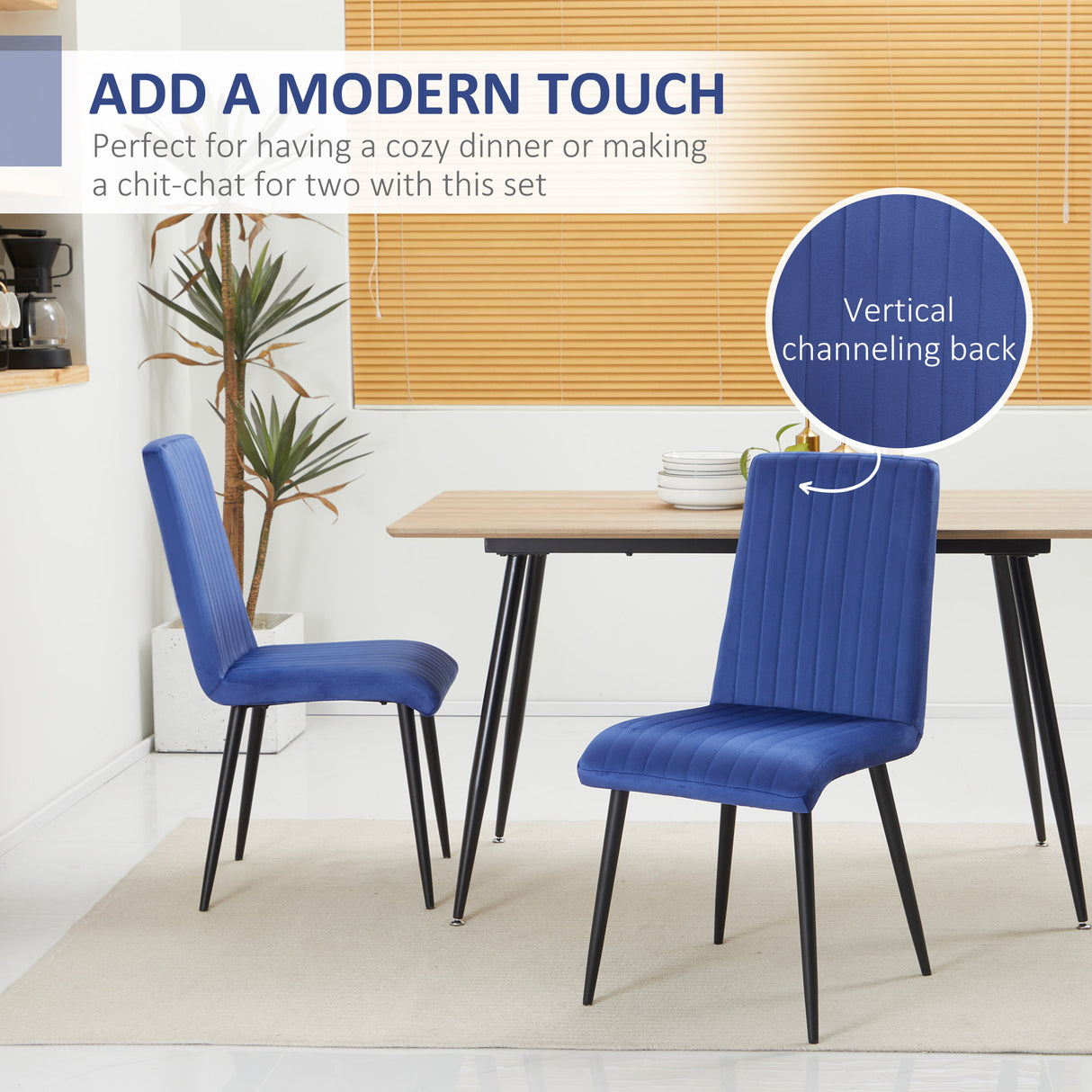 easycomfort easycomfort set 2 sedie da cucina imbottite in tessuto effetto velluto con design salvaspazio 43x58x90 cm