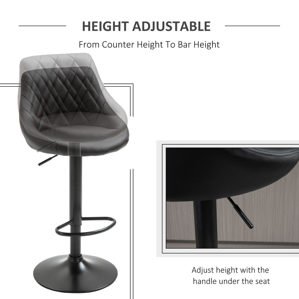 easycomfort easycomfort set 2 sgabelli da bar seduta con altezza regolabile e girevole schienale e poggiapiedi marrone