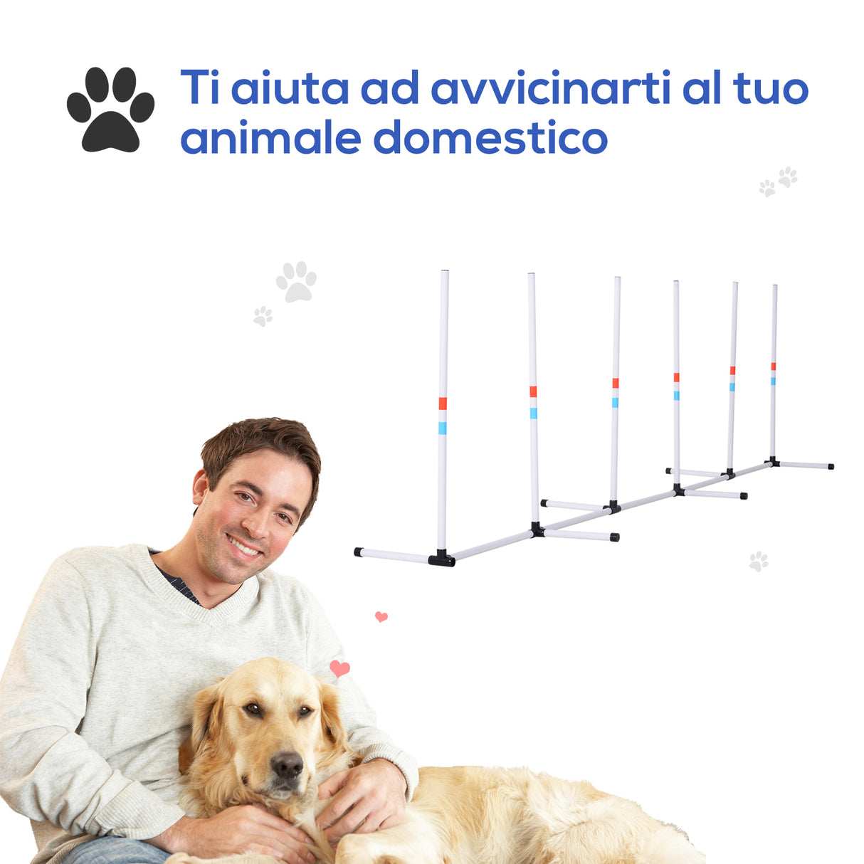 easycomfort easycomfort set agility dog con 6 pali in pe e borsa di trasporto inclusa bianco