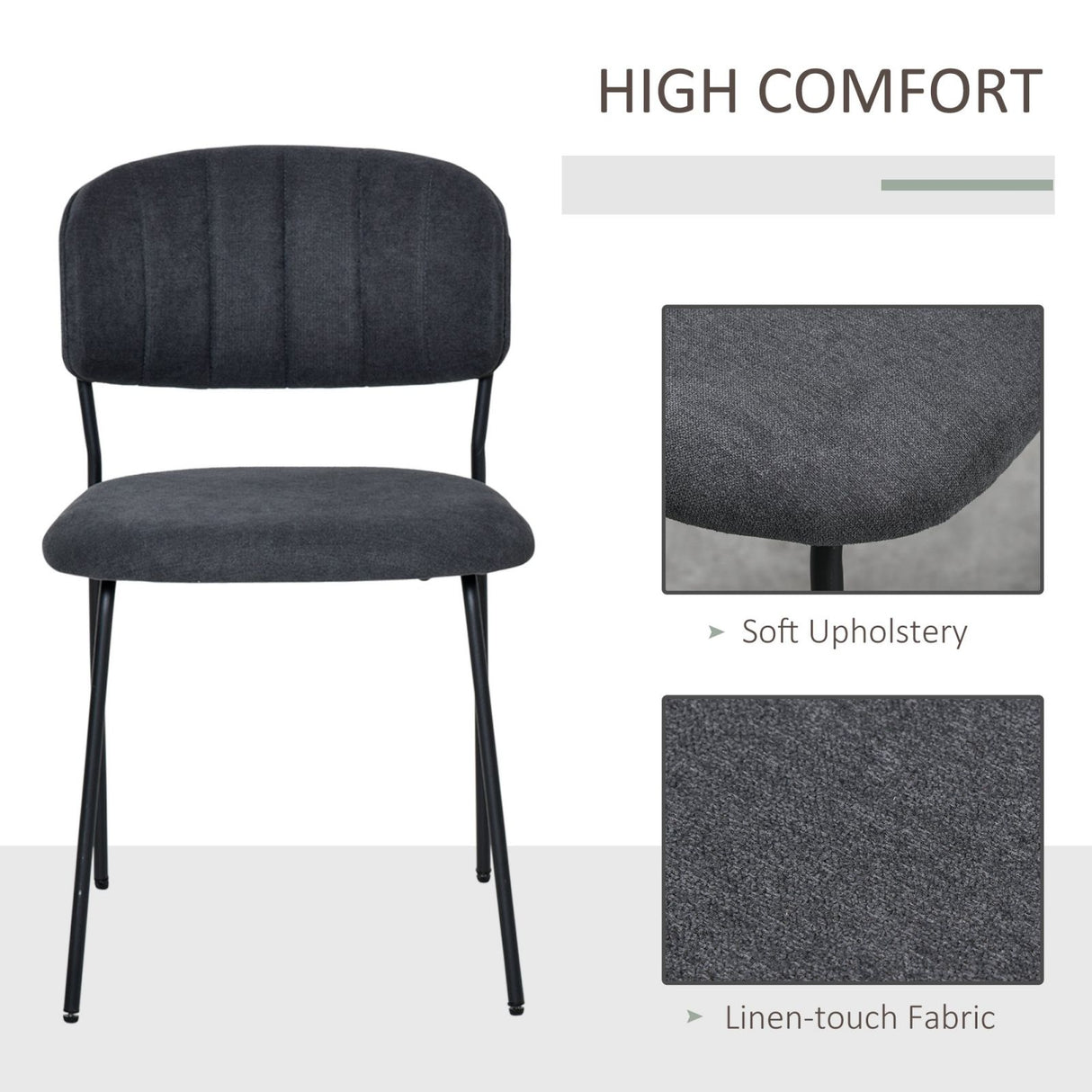 easycomfort easycomfort set di 4 sedie moderne imbottite e impilabili rivestimento in tessuto e gambe in metallo grigio scuro