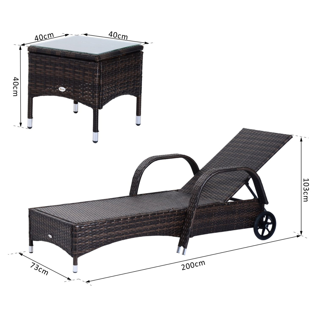 easycomfort easycomfort set mobili da giardino 2 sdraio e tavolino lettino prendisole reclinabile con rotelle rattan marrone