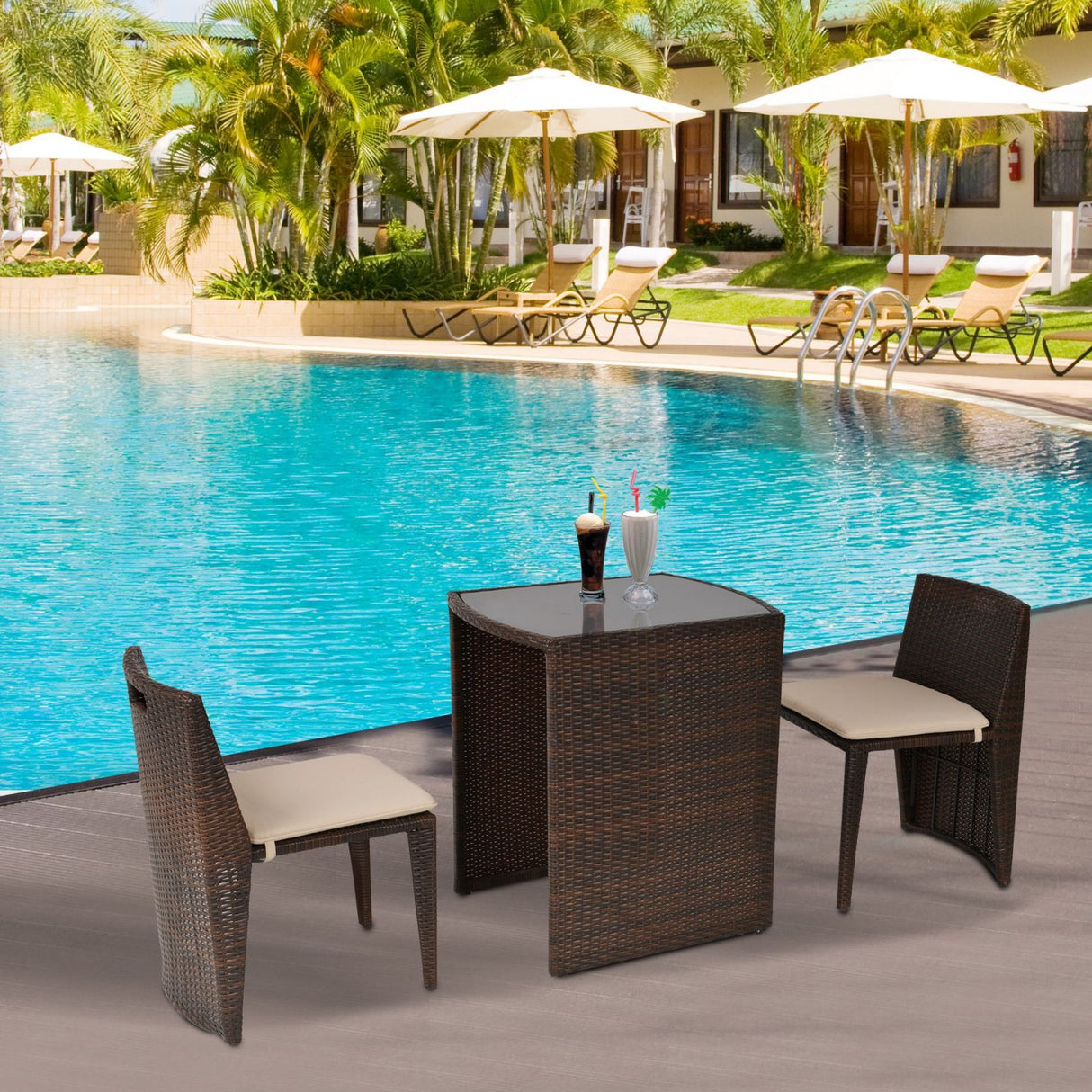 easycomfort easycomfort set mobili da giardino salvaspazio con 1 tavolo e 2 sedie in rattan pe marrone ean 8055776913582