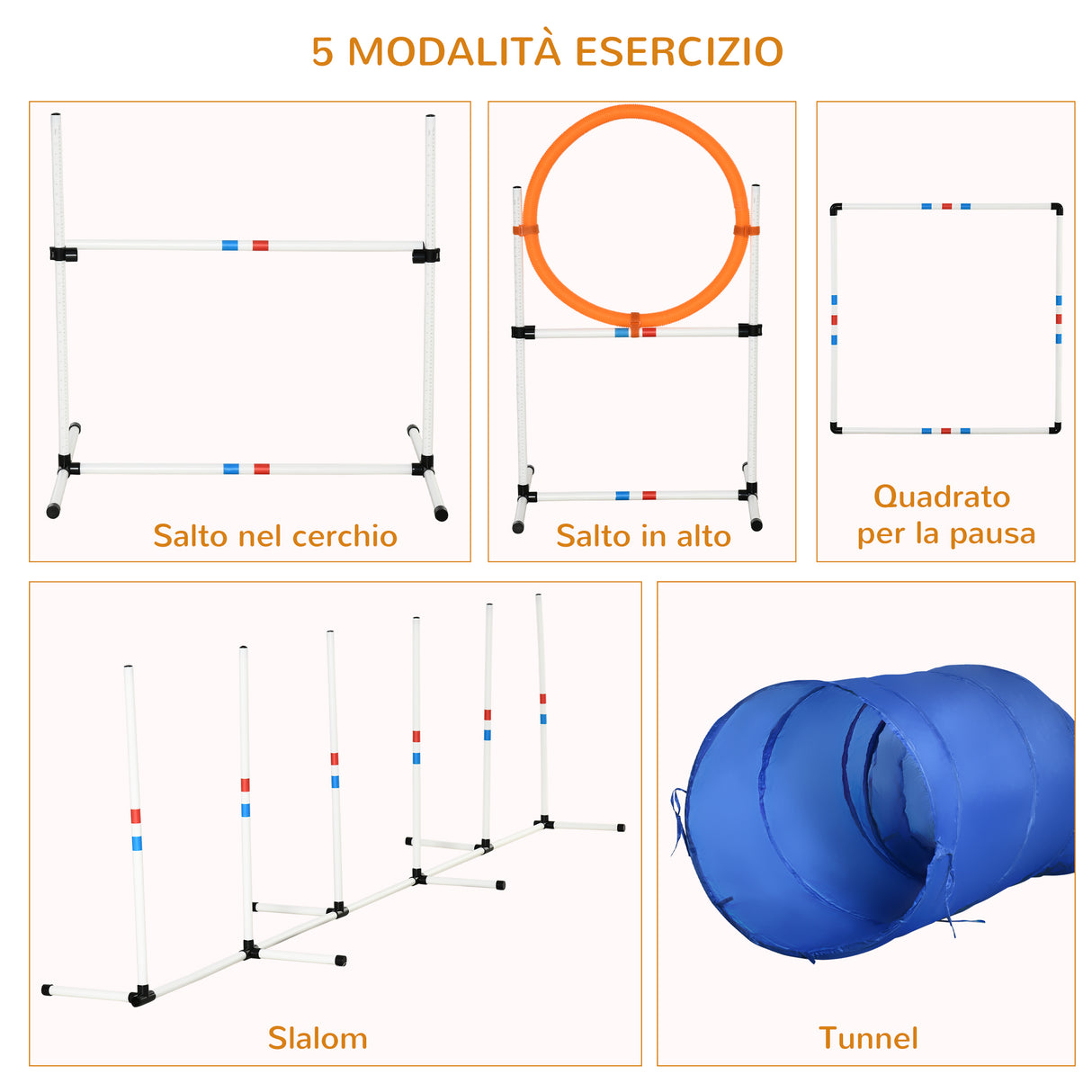 easycomfort easycomfort set per addestramento cani con salto tunnel slalom e anello ean 8054144137117