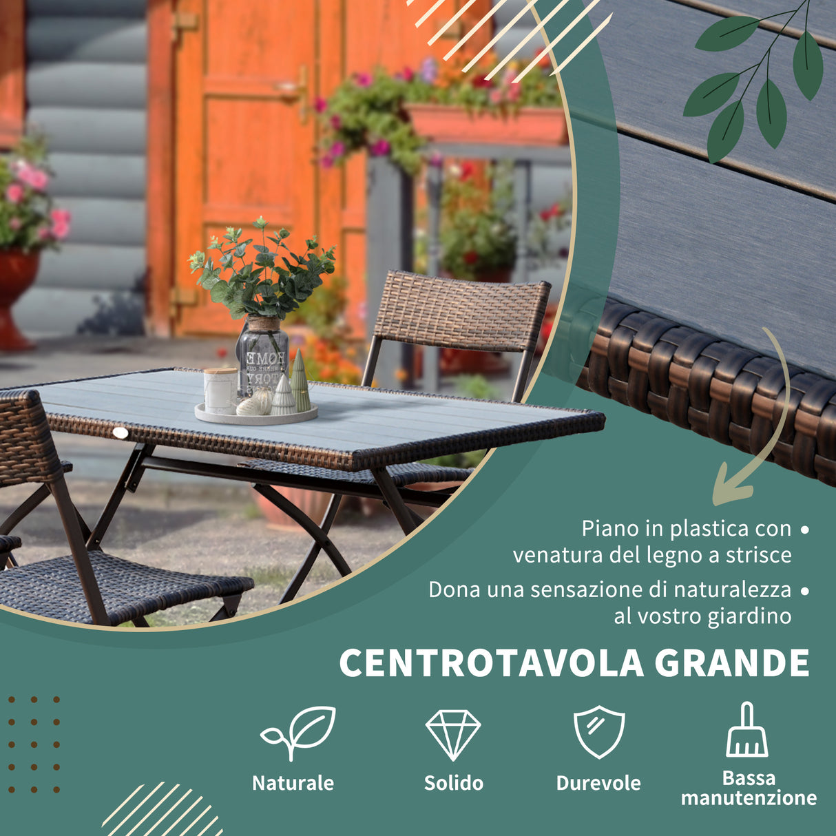easycomfort easycomfort set tavolo e sedie da giardino 7pz tavolo da giardino con 6 sedie pieghevoli mobili da esterno polyrattan