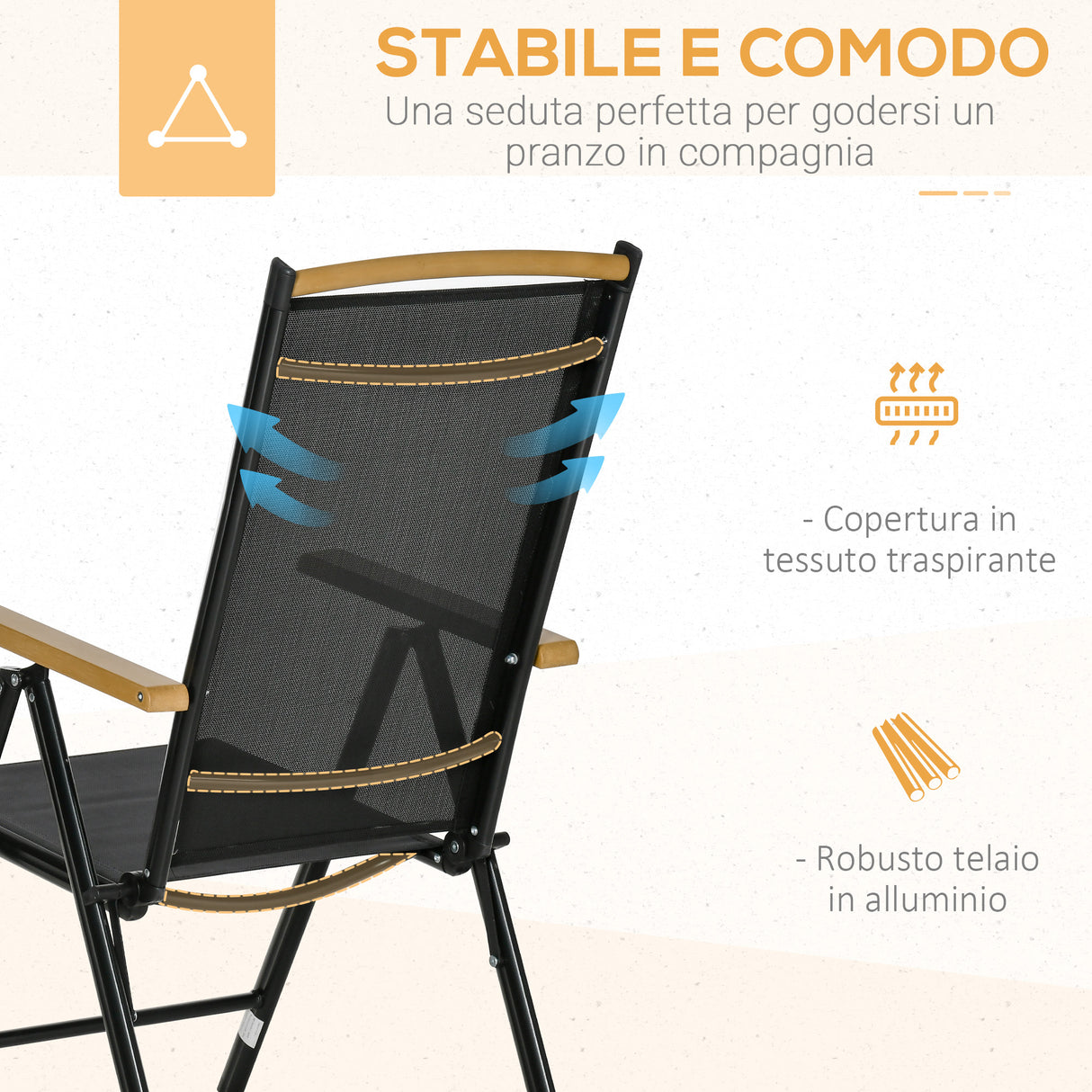 easycomfort easycomfort set tavolo e sedie da giardino pieghevoli e regolabili per 4 persone in alluminio e texteline nero