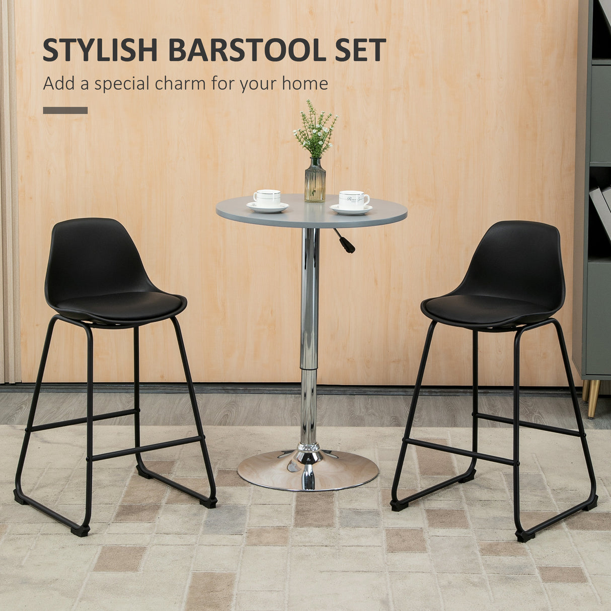 easycomfort easycomfort sgabelli da bar set 2 pezzi con imbottitura schienale e gambe a slitta in pu e acciaio 43x43x82 cm nero