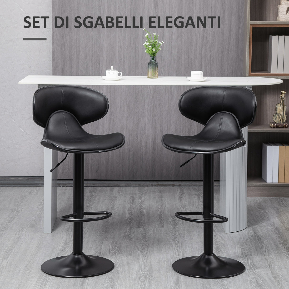 easycomfort easycomfort sgabello da bar girevole set 2 pezzi ad altezza regolabile con poggiapiedi 45 5x46x89 5 109 5 cm nero