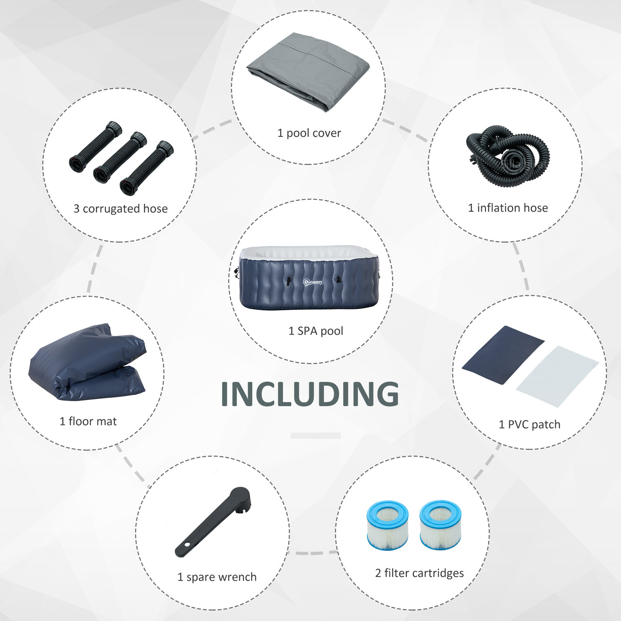 easycomfort easycomfort spa idromassaggio gonfiabile con 108 getti e riscaldamento 40c per 4 6 persone 180x180x68cm blu scuro