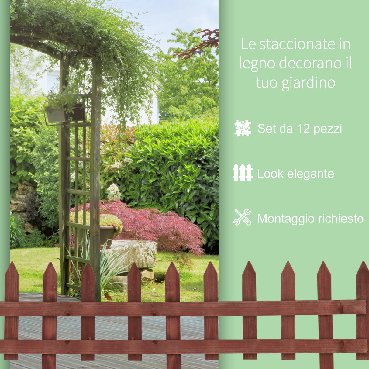 easycomfort easycomfort staccionata in legno di pino da 12 pezzi per aiuole giardino e orto altezza 34cm 1
