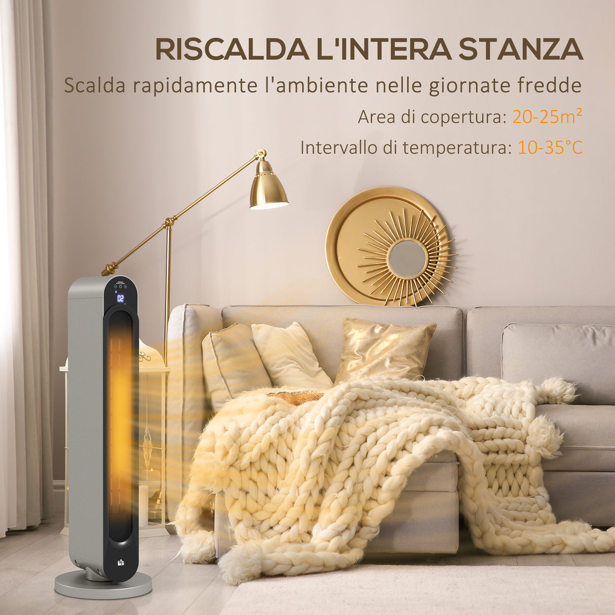 easycomfort easycomfort stufa elettrica oscillante a 3 modalita temperatura regolabile e telecomando 25x73 5 cm argento