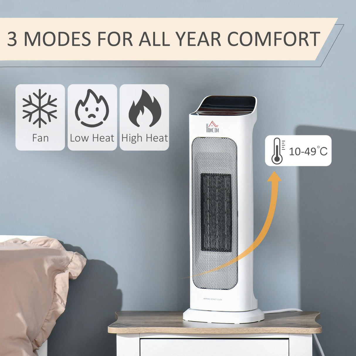 easycomfort easycomfort stufetta elettrica oscillante con telecomando temperatura regolabile e timer bianco