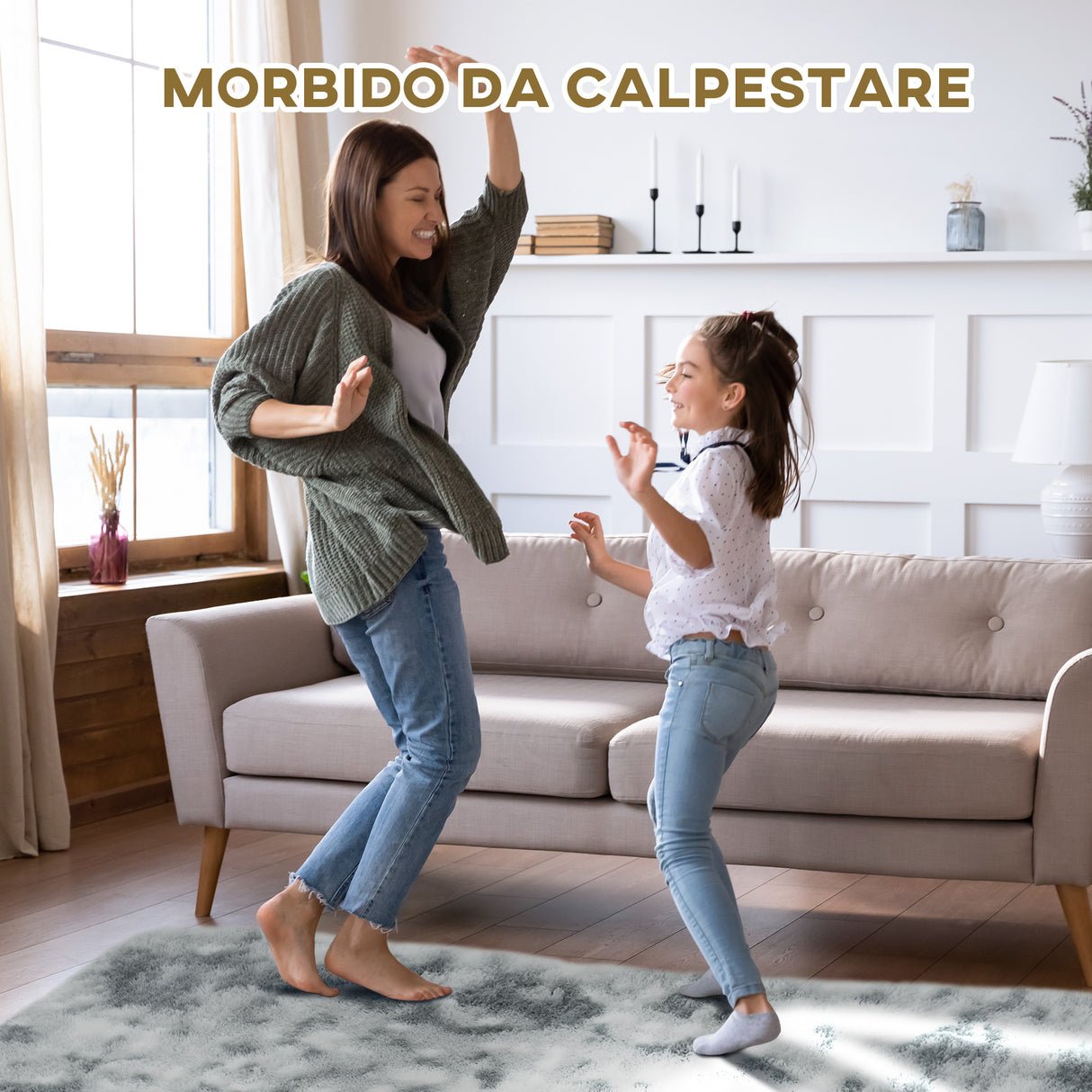 easycomfort easycomfort tappeto moderno in poliestere per camera e salotto 200x120cm grigio chiaro