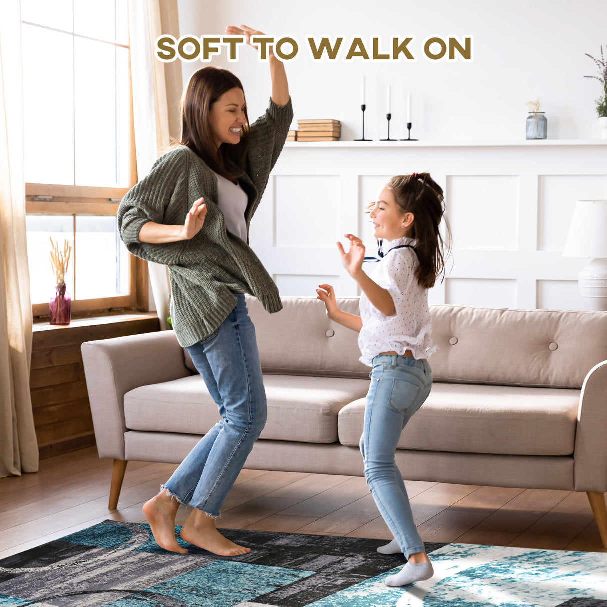 easycomfort easycomfort tappeto moderno pelo corto in poliestere per interni 200x140cm blu nero e bianco