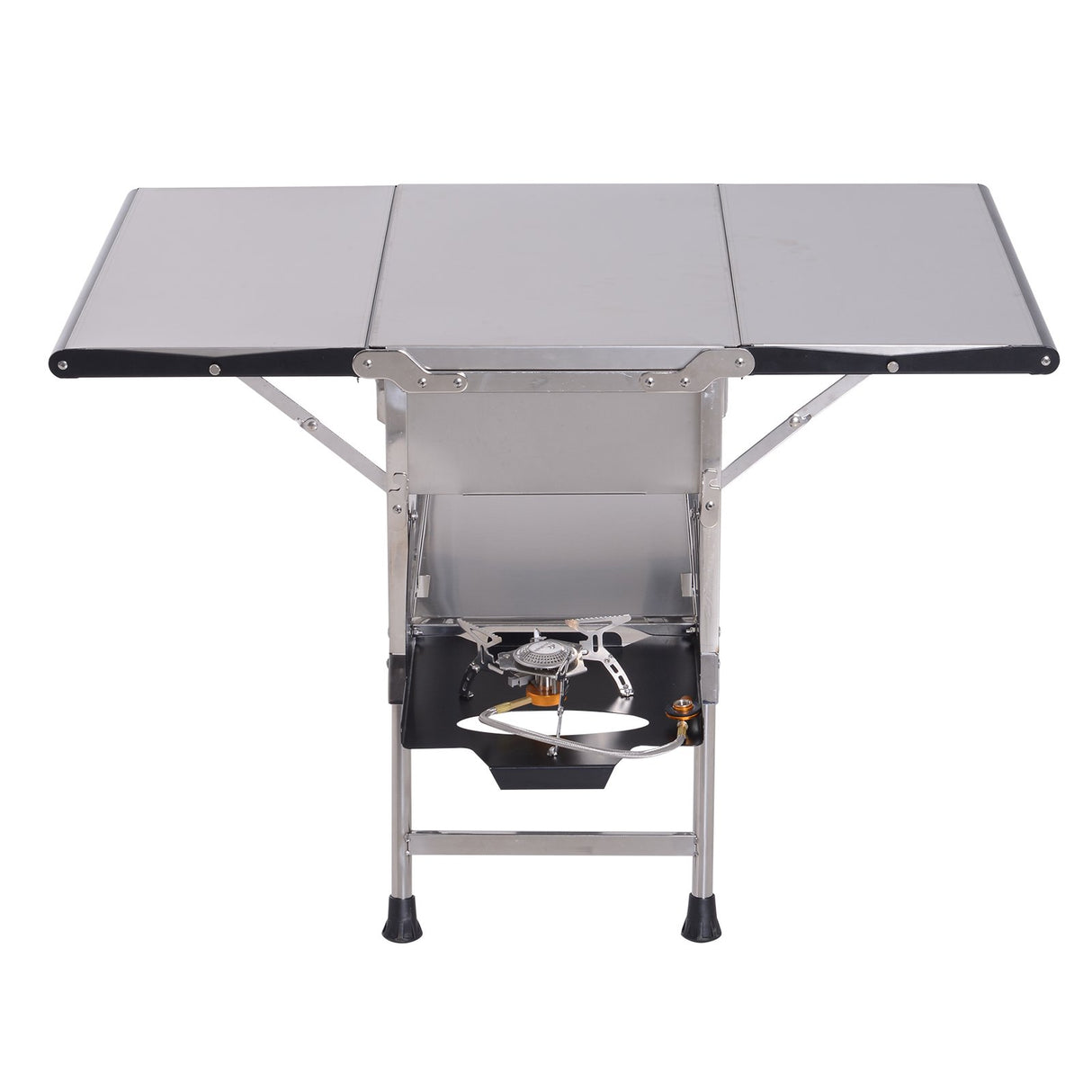 easycomfort easycomfort tavolino barbecue bbq portatile con fornello a gas pieghevole in alluminio argento 104 2x85 5x55cm ean 8055776916705