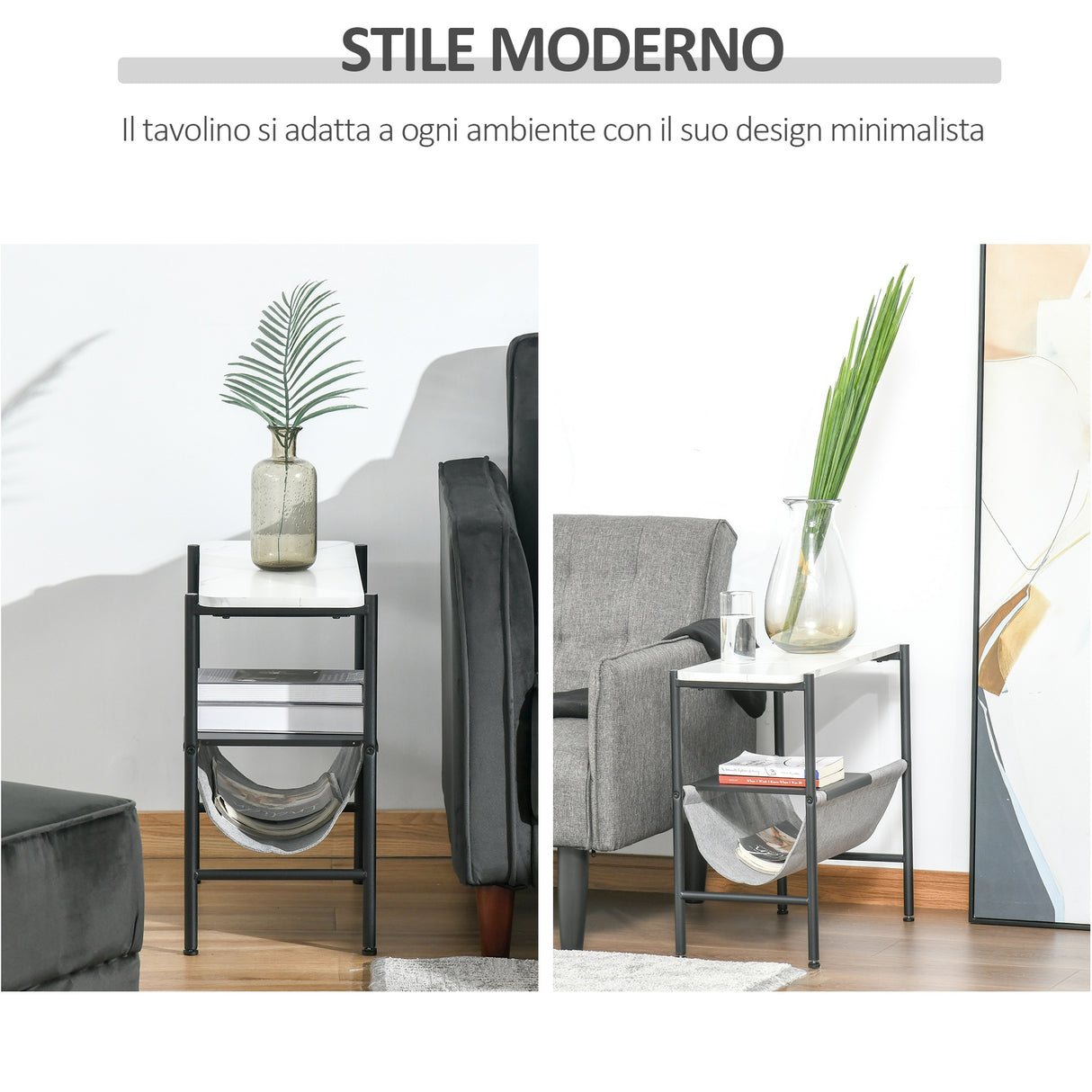 easycomfort easycomfort tavolino da salotto con mensola rimovibile in tessuto grigio