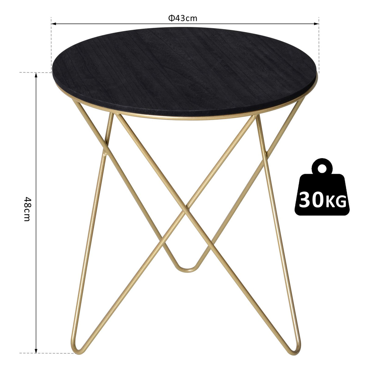 easycomfort easycomfort tavolino design geometrico moderno mdf e metallo 43x48cm nero e dorato ean 8054111841498