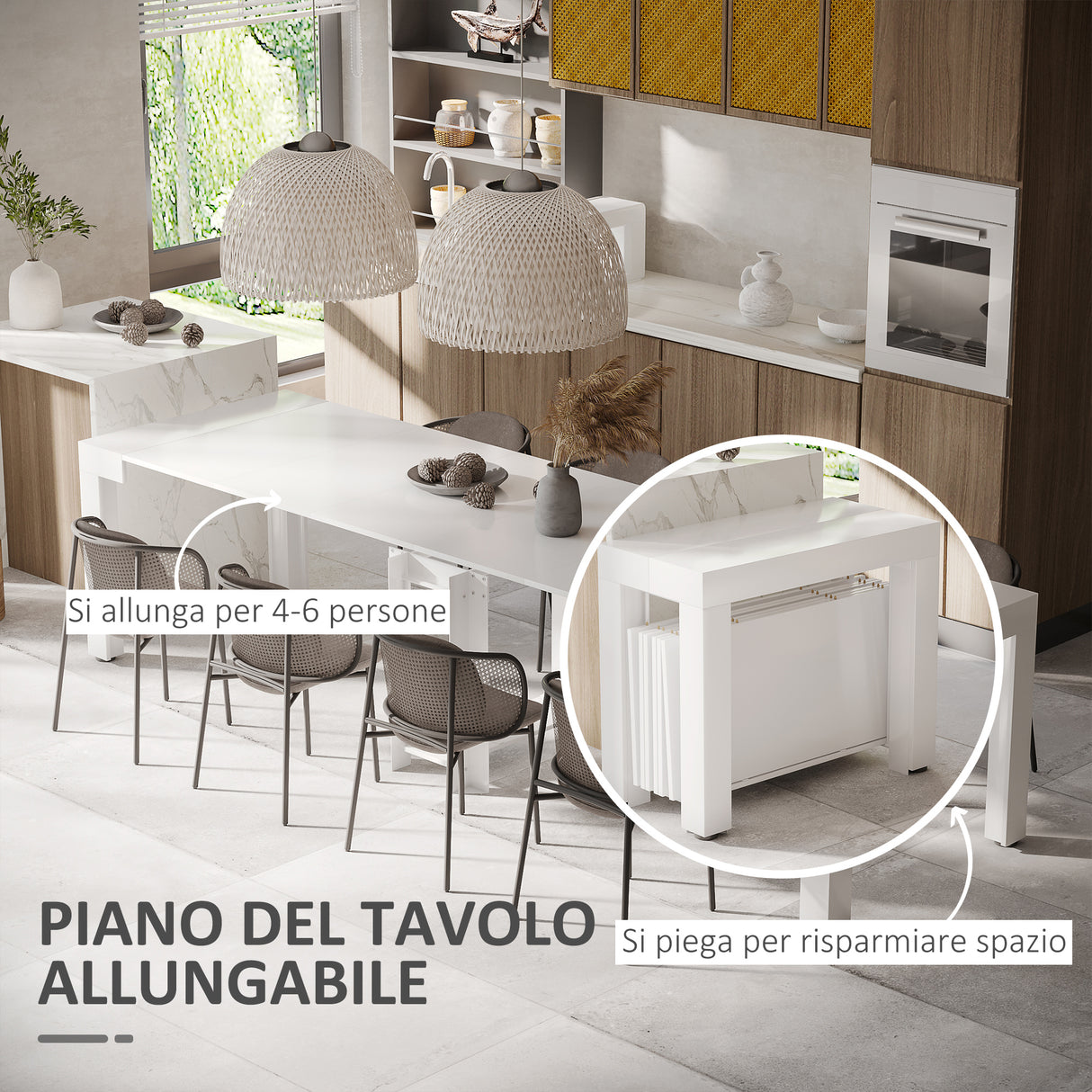 easycomfort easycomfort tavolo da pranzo allungabile da 8 10 persone in legno e metallo 45 300x90x75 5 cm bianco lucido