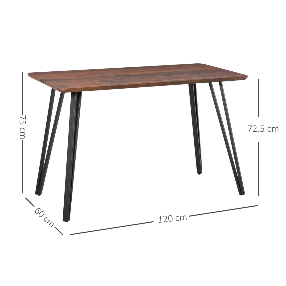 easycomfort easycomfort tavolo da pranzo rettangolare stile industriale in legno 120x60x75cm nero e noce