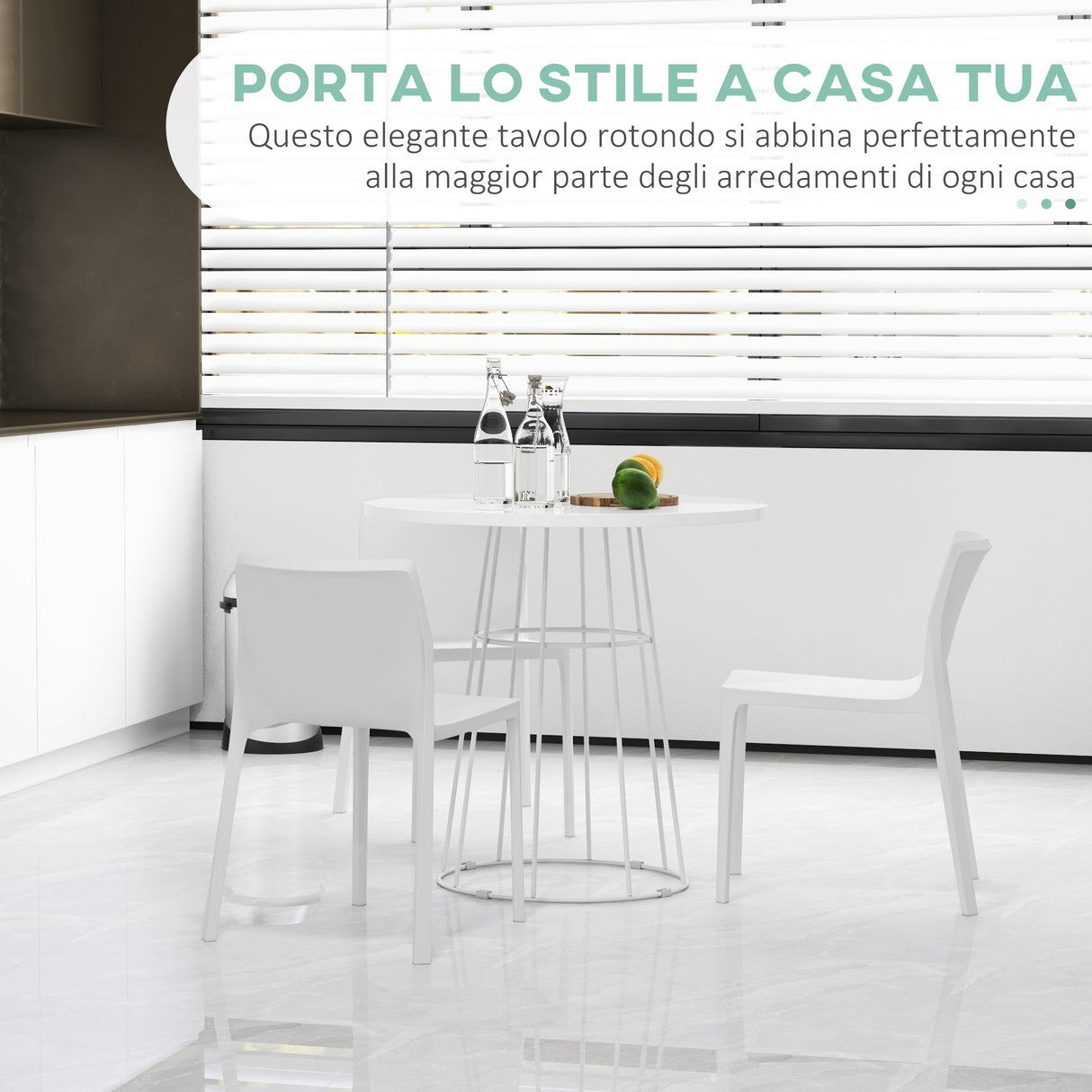 easycomfort easycomfort tavolo rotondo per 4 persone con struttura in acciaio e mdf 80 5x74 6cm bianco