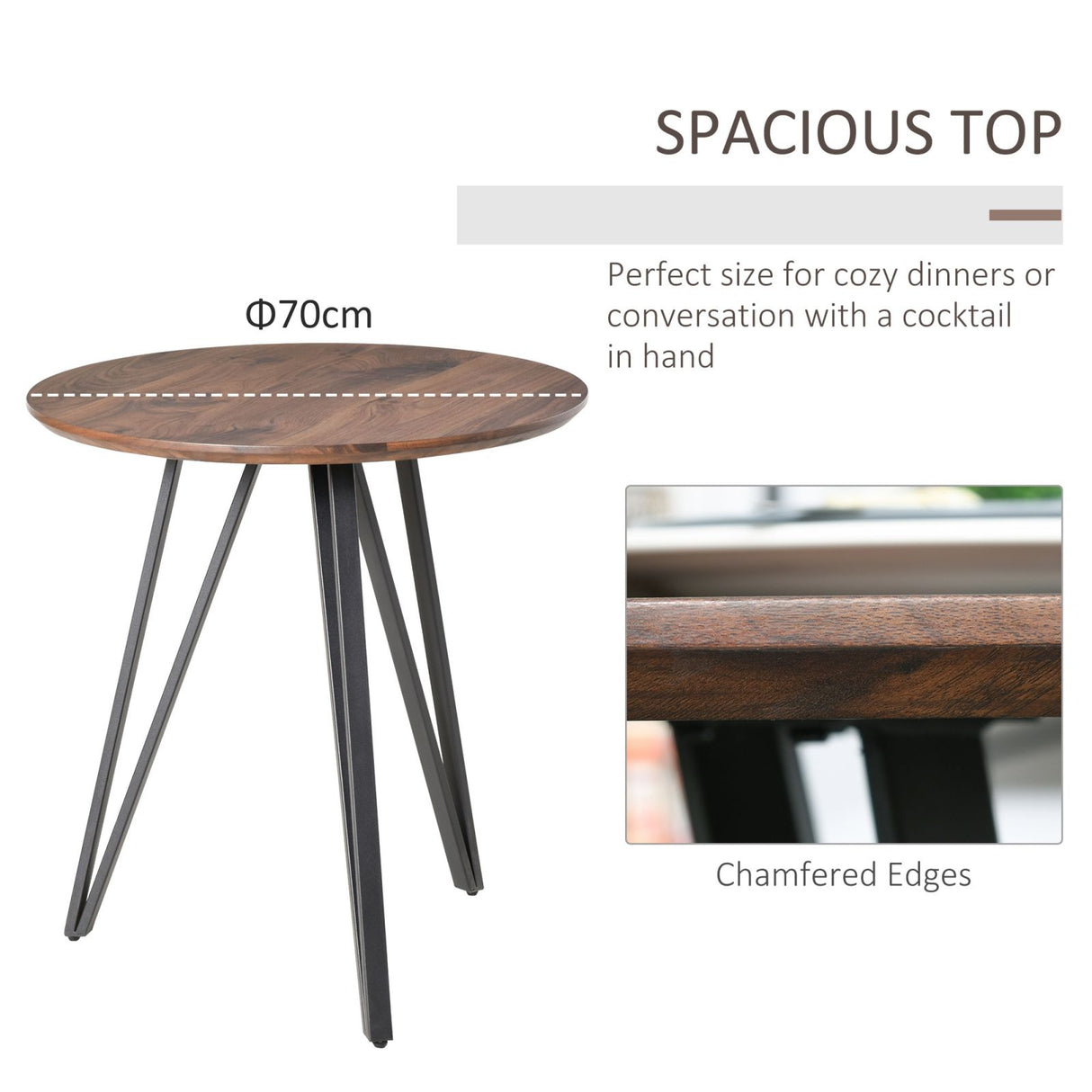 easycomfort easycomfort tavolo rotondo stile industriale multiuso in legno e metallo nero 70cm