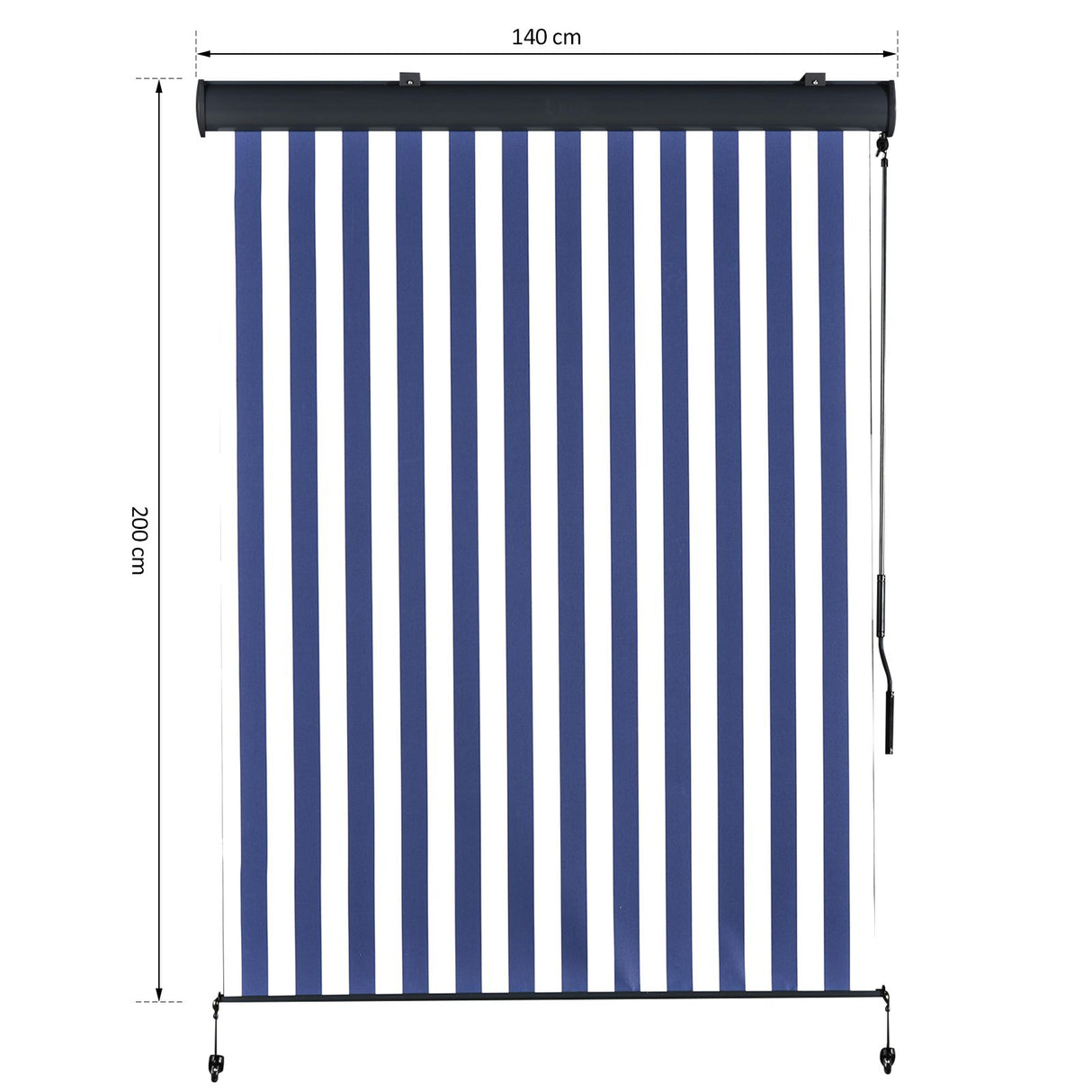 easycomfort easycomfort tenda avvolgibile a rullo impermeabile funzionamento manovella bianco e blu 140 x 200 cm ean 8054144137322