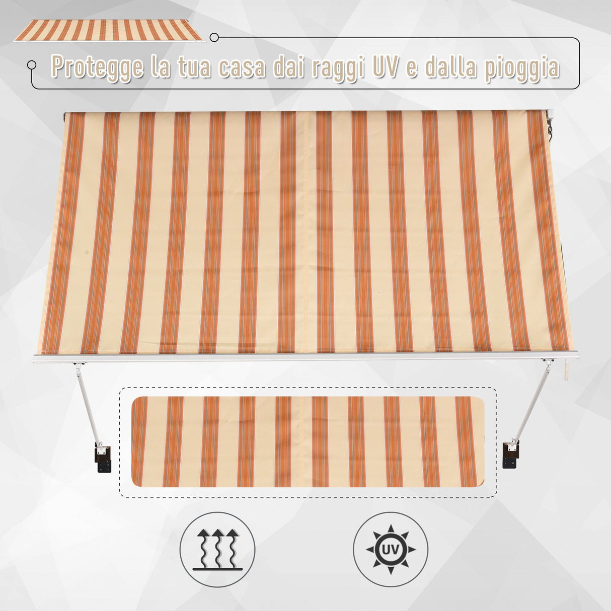 easycomfort easycomfort tenda da sole avvolgibile 2 braccia regolabili a righe bianca e arancione 300 x 245 cm ean 8054144136493