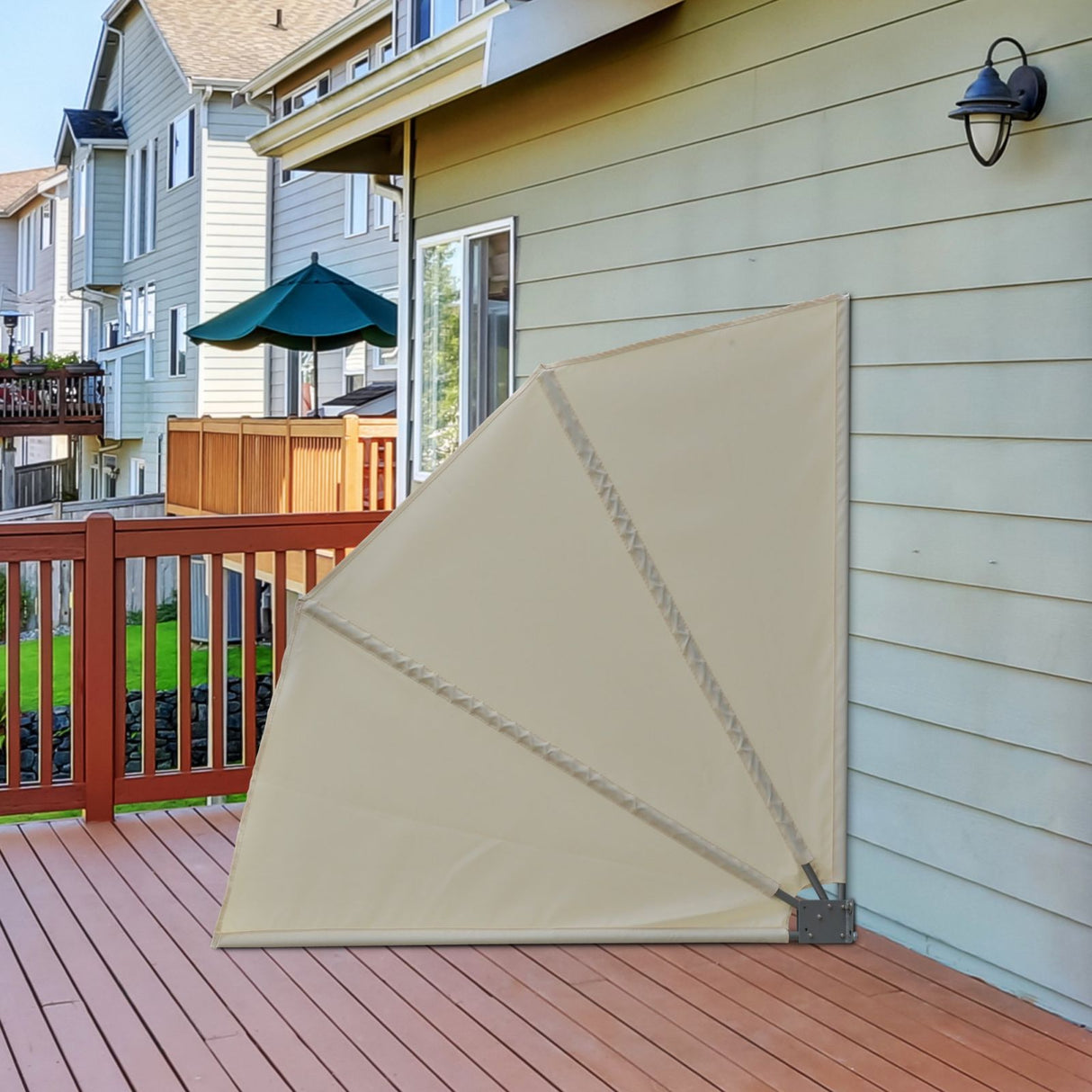 easycomfort easycomfort tenda frangivista richiudibile in alluminio e poliestere 140x10x140cm bianco crema ean 8054111849586