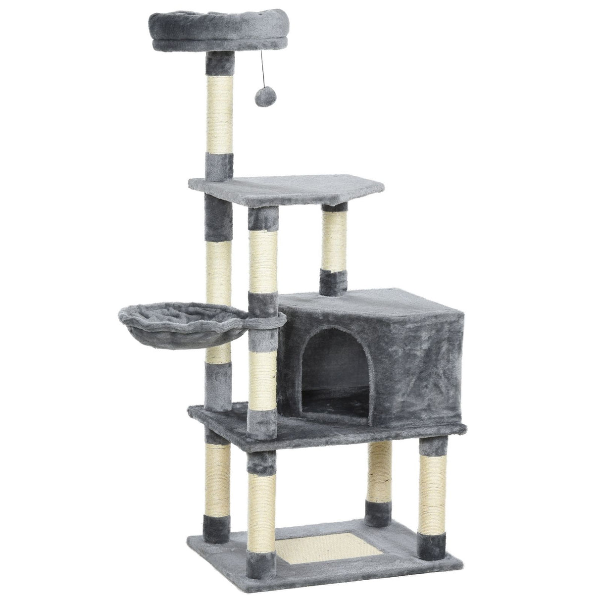 easycomfort easycomfort tiragraffi a colonna per gatti con 4 livelli cuccia lettini sospesi e pali in corda sisal grigio ean 8054144133553