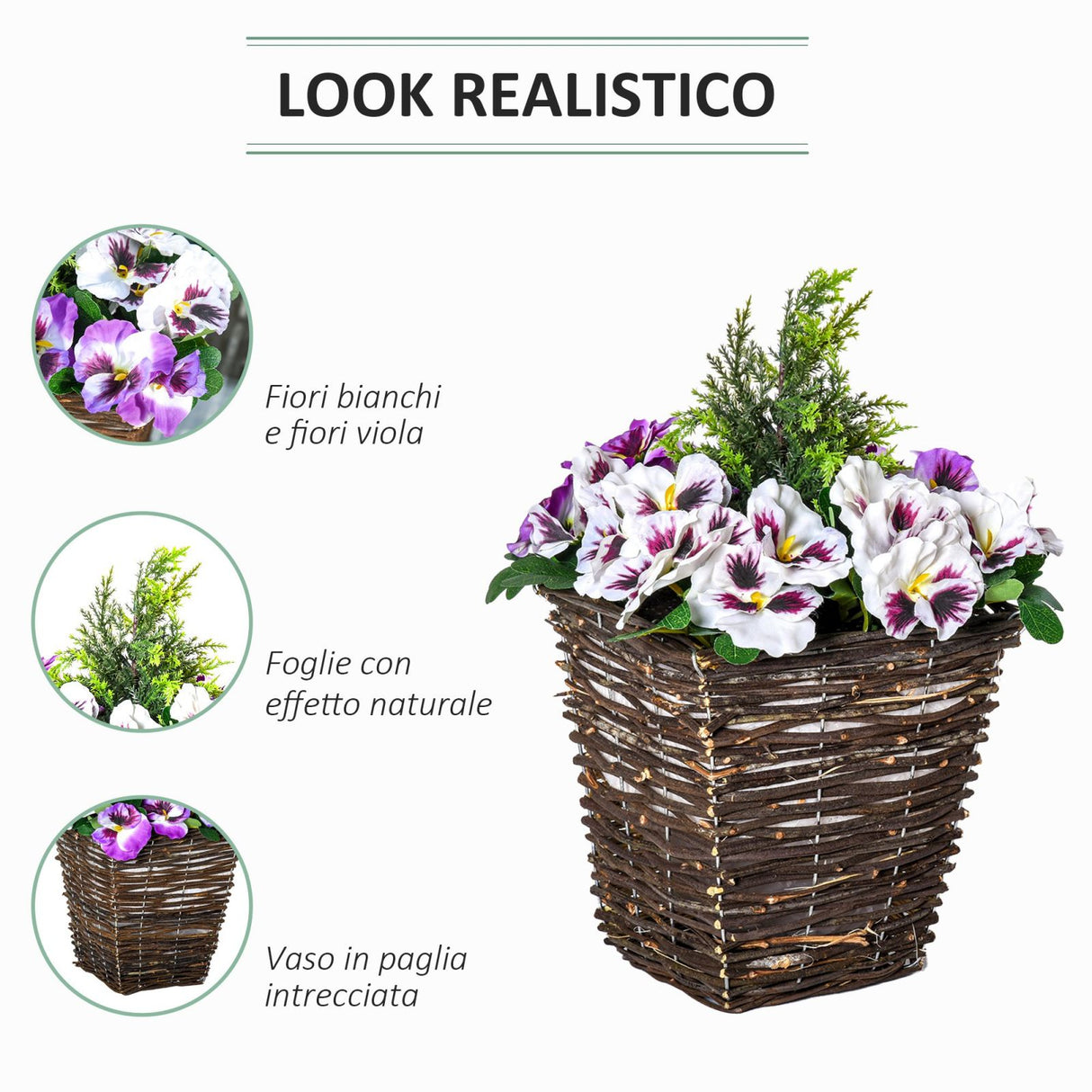 easycomfort easycomfort vaso fiori finti di phalaenopsis viola e bianchi pianta finta alta 45cm ean 8054111847780