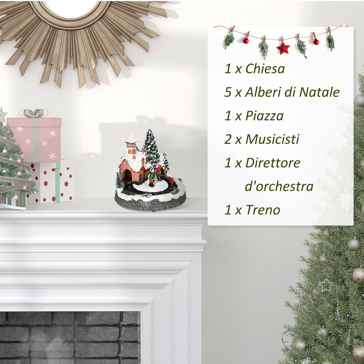 easycomfort easycomfort villaggio natalizio luminoso con trenino girevole musicisti 12 luci led colorate e 8 musiche