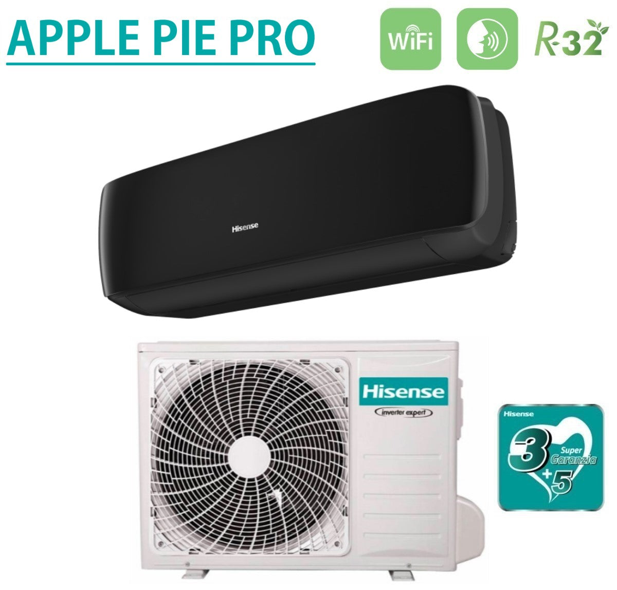 hisense climatizzatore condizionatore hisense inverter serie apple pro black 9000 btu tgve090bg r 32 wi fi integrato classe aa colore nero