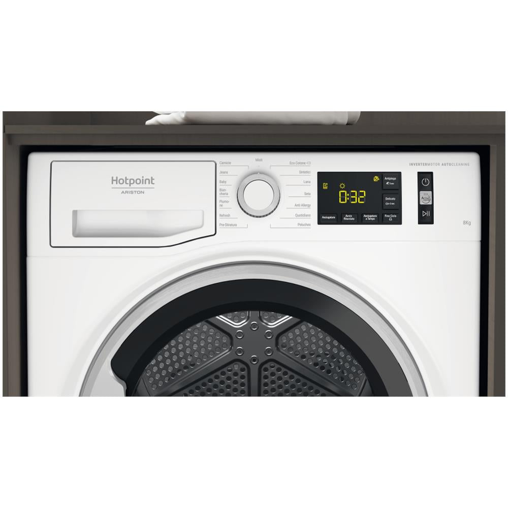 hotpoint asciugatrice a pompa di calore hotpoint nt m11 8x3sky it 8 kg classe a a849xl597xp655 anti allergy motore inverter ciclo peluche ean 8050147634028