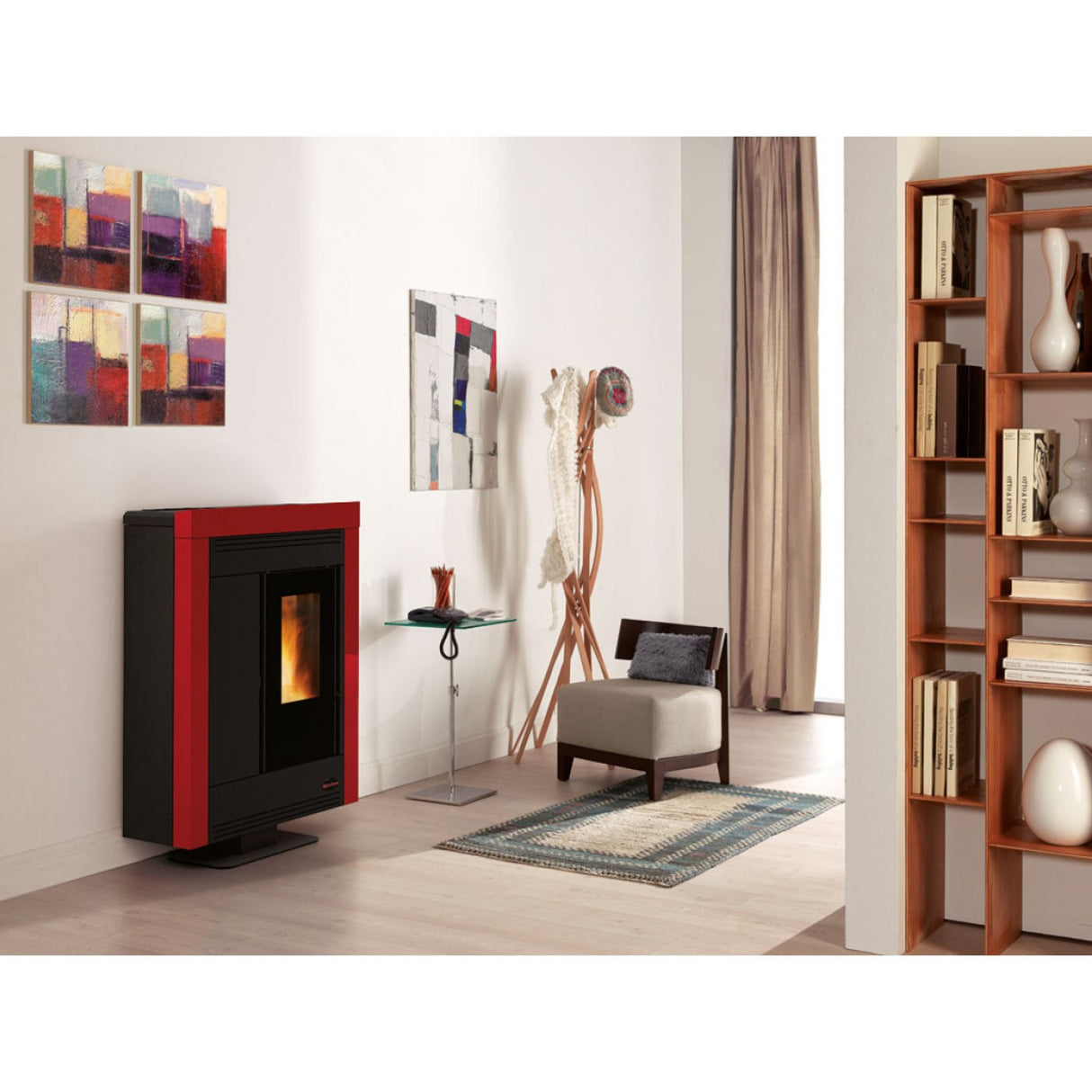 la nordica stufa a pellet canalizzata in acciaio verniciato la nordica extraflame modello souvenir steel 102 kw disponibile in vari colori bianca