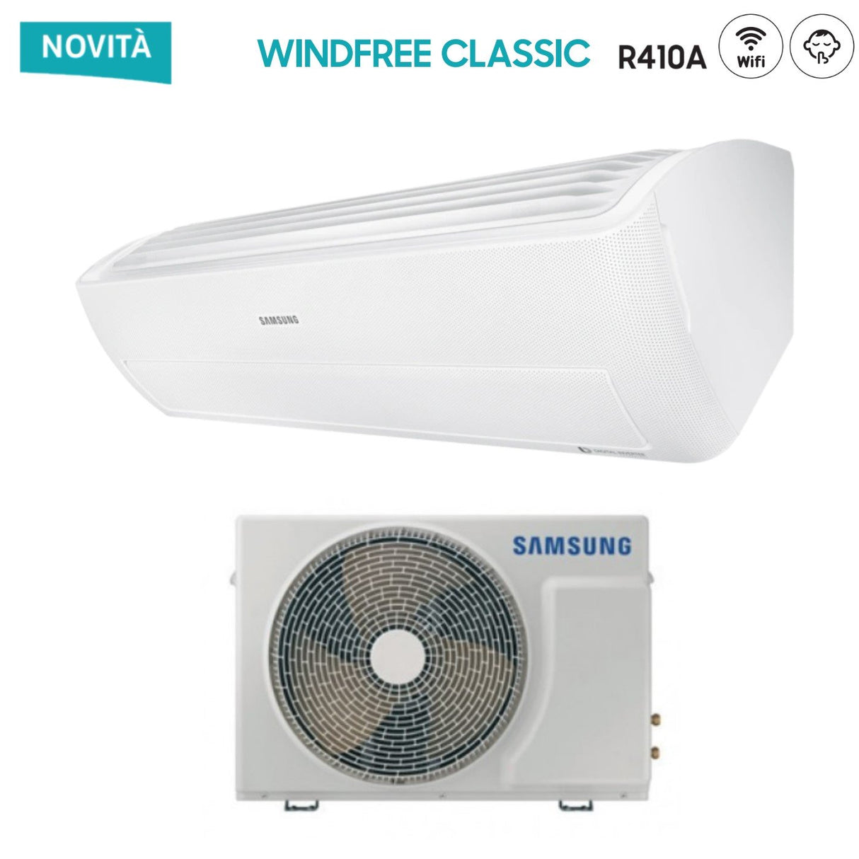samsung climatizzatore condizionatore samsung inverter serie windfree classic 24000 btu ar24nspxbwkneu r 410 wi fi integrato ean 8059657006158