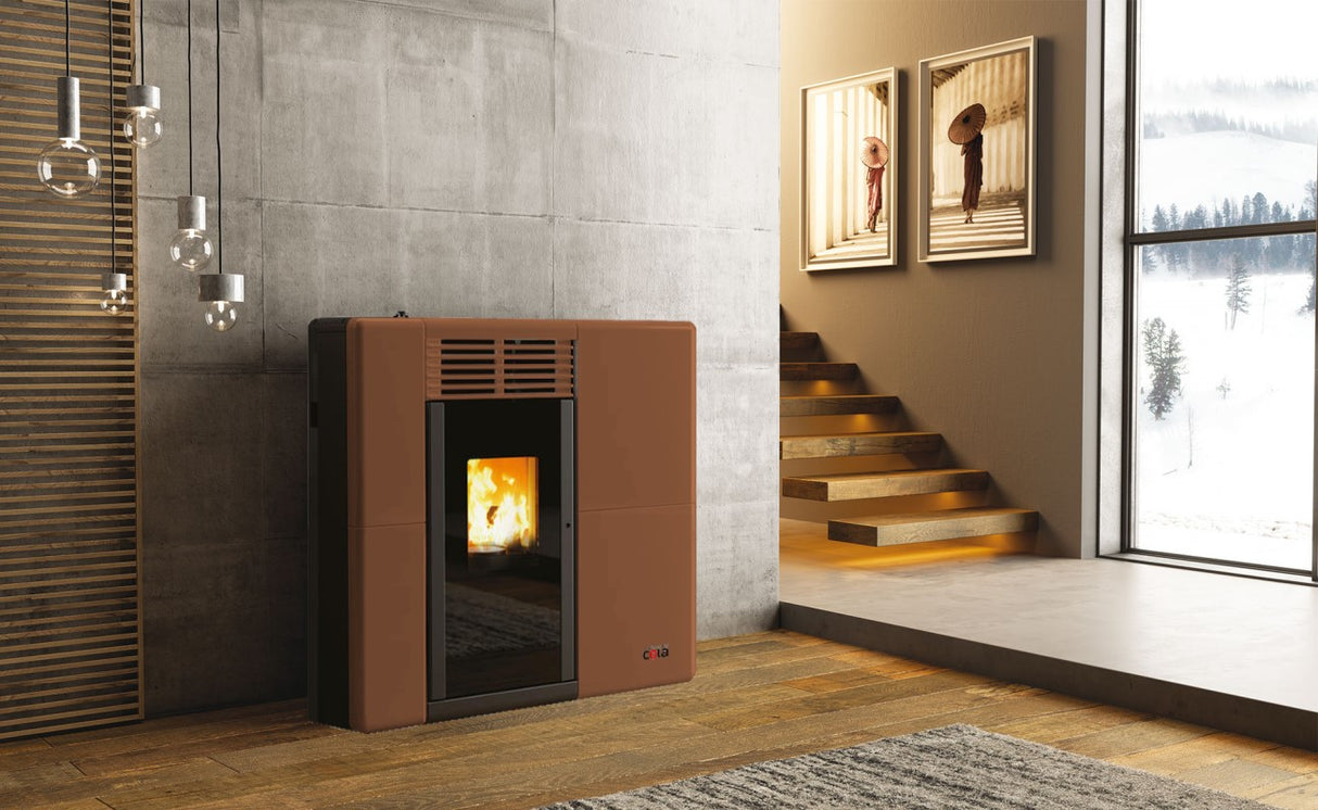 anselmo cola stufa a pellet canalizzabile anselmo cola modello afrodite 1104 kw wi fi integrato disponibile in vari colori novita ean 99810429